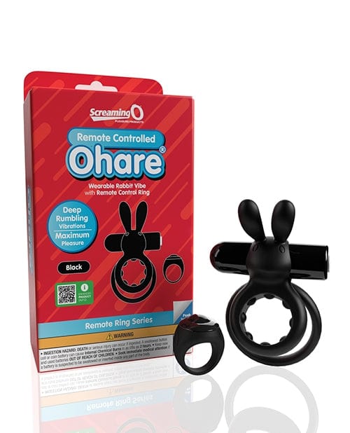 Screaming O Ohare Remote Controlled Vibrating Ring for Couples - Black | Rechargeable Waterproof Cock Ring for Enhanced Pleasure | Perfect for Long Distance Relationships & Romantic Nights