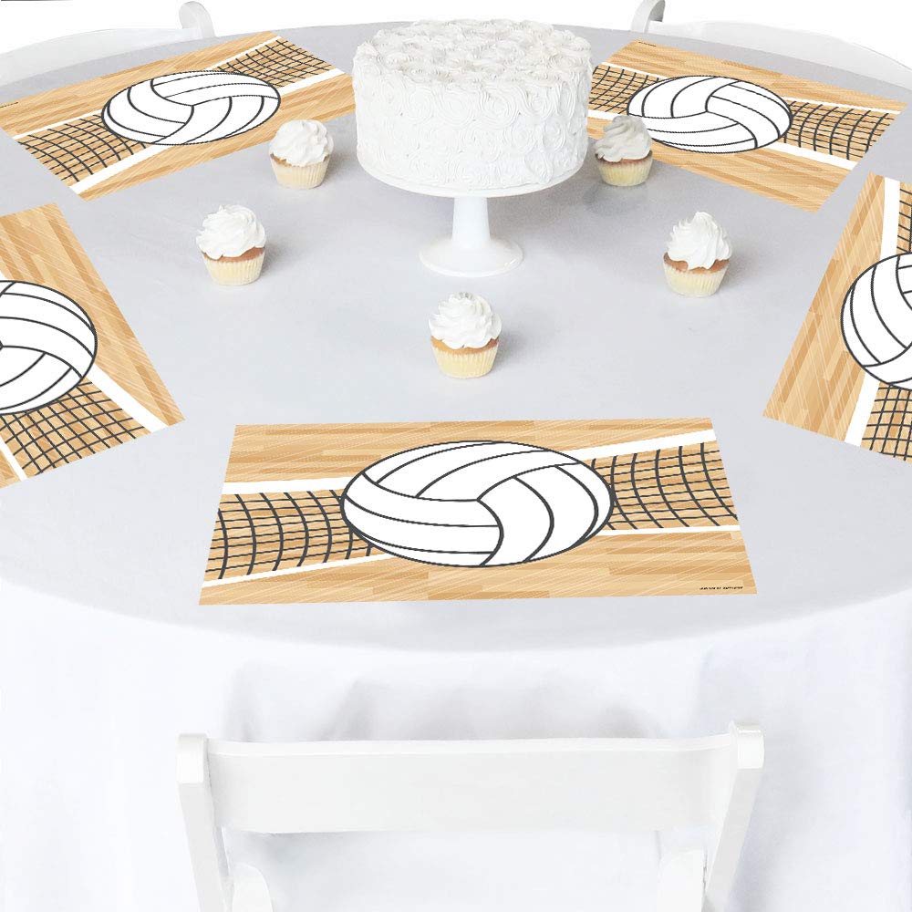Big Dot of Happiness Volleyball Party Decorations - Set of 16 Bump Set Spike Placemats for Baby Showers, Birthday Parties & Sports Themed Events - Perfect for Table Settings, Game Day Decor and Volleyball Team Celebrations