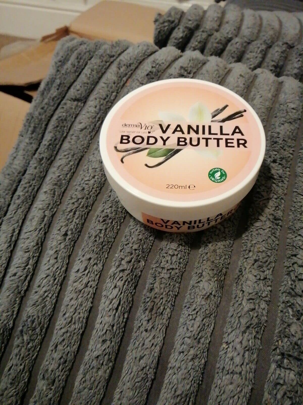 Derma V10 Vanilla Body Butter - 220g | Ultra Hydrating & Nourishing Moisturizer for Dry Skin | Perfect for Daily Use & Spa Nights