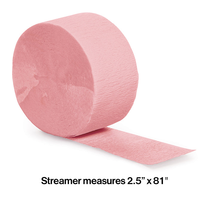 12-Piece Bulk Classic Pink Crepe Streamer Roll - 81 Feet Long for Party Decorations, Birthday Celebrations & Event Backdrops