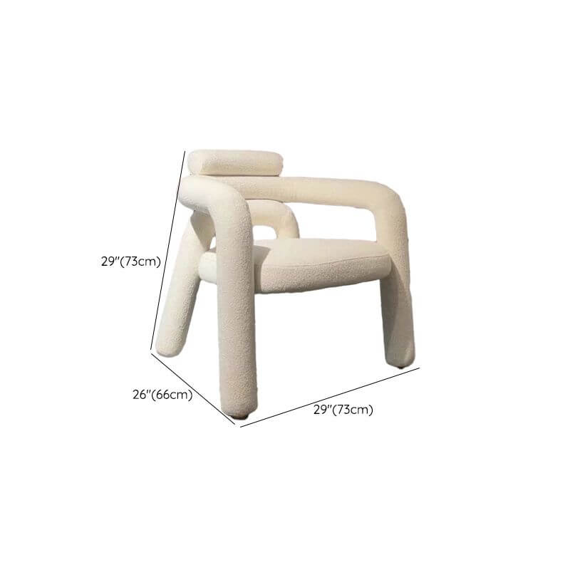 Modern Simple Style Lime Green/Ivory/Dove Grey Curved Arm Chair with Fixed Backrest & Armrests - Perfect for Living Room, Bedroom or Office Seating