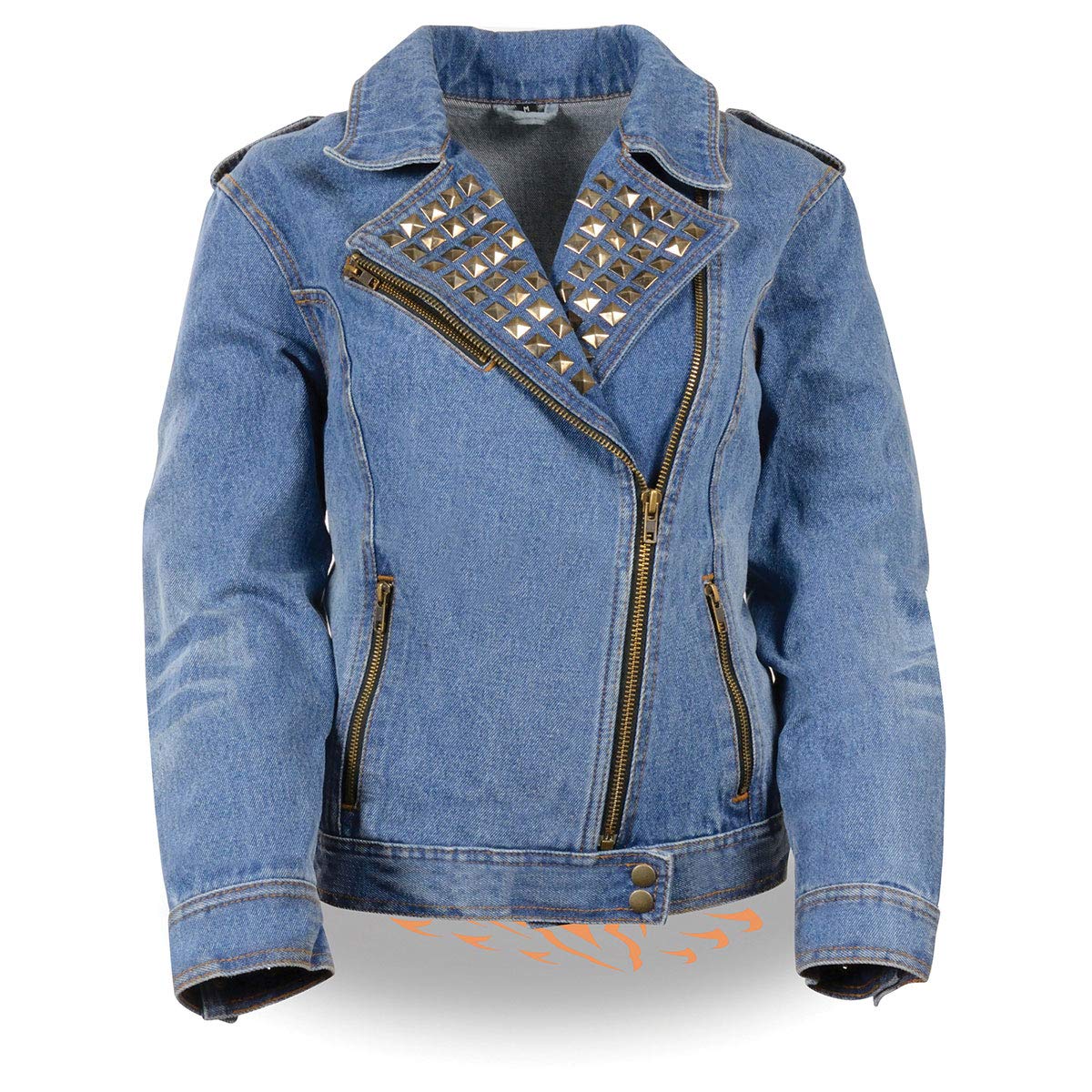 Milwaukee Leather MDL2000 Women's Black Denim Jacket with Studded Spikes - Stylish Biker Jacket for Motorcycle Riding, Concerts & Night Out