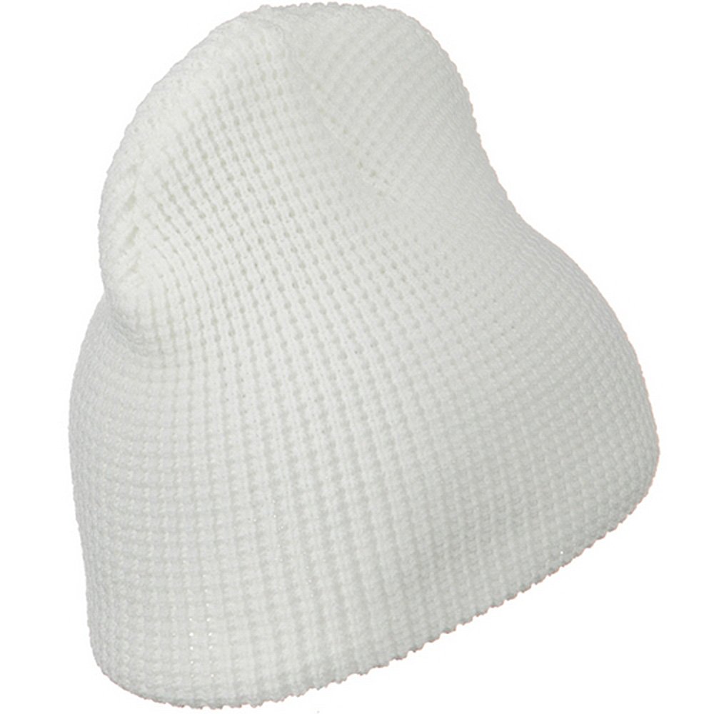 Artex Big Stretch Waffle Stitch Short Beanie for Women & Men - Soft Winter Hat in White - Perfect for Skiing, Snowboarding & Cold Weather Activities