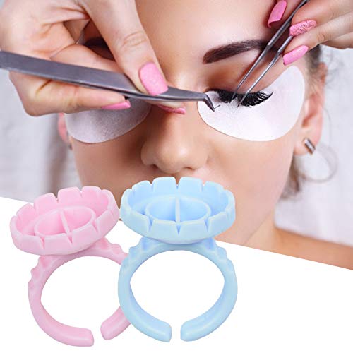 100Pcs Eyelash Glue - Strong Hold, Hypoallergenic Lash Adhesive for False Eyelashes | Convenient Ring Holder for Easy Application | Perfect for Professional Makeup Artists & DIY Beauty Lovers at Home or Salon Use