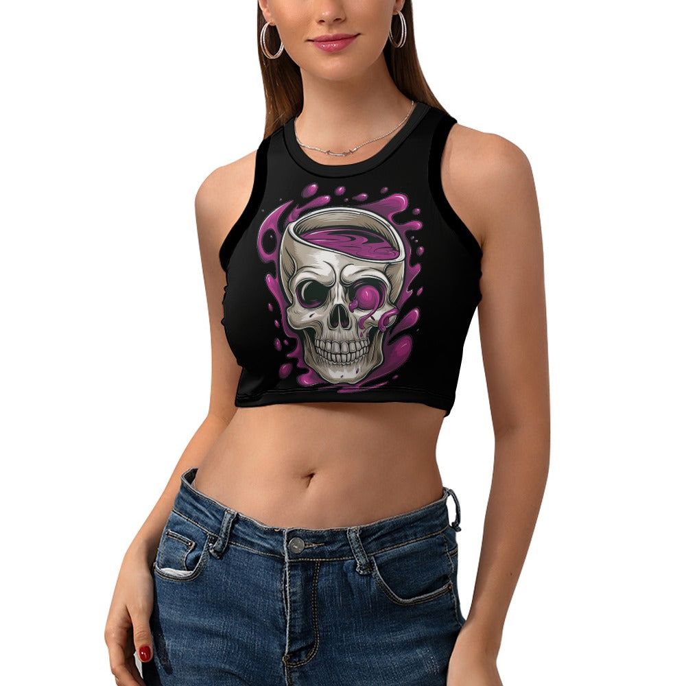 Goth Cropped Slim Racer Tank Top for Women - Stylish Gothic Fashion Top for Concerts, Parties & Everyday Wear