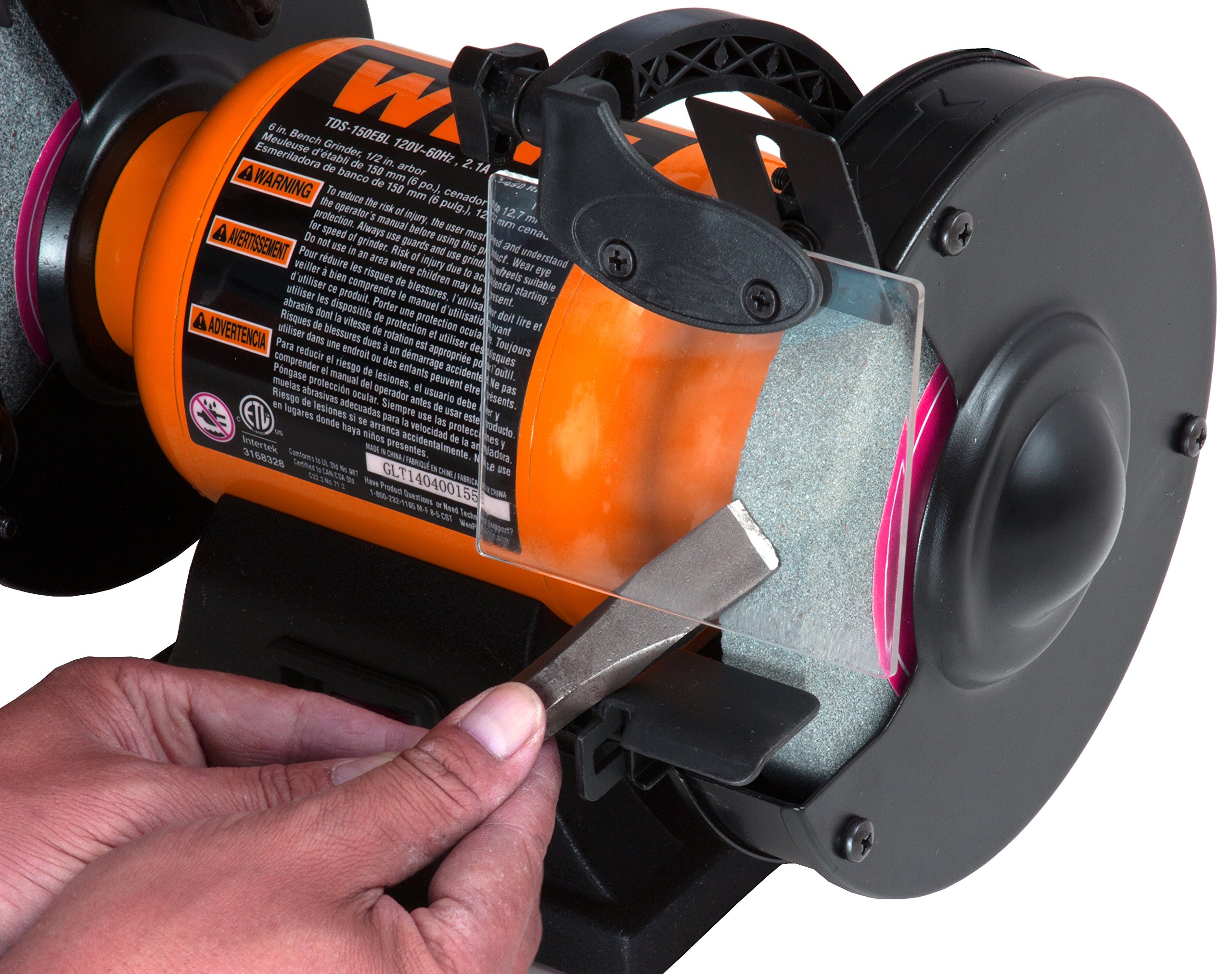 WEN 4276 2.1-Amp 6-Inch Bench Grinder with Flexible Work Light | Heavy Duty Metal Grinding & Sharpening Tool | Perfect for DIY Projects, Metalworking & Woodworking Shops
