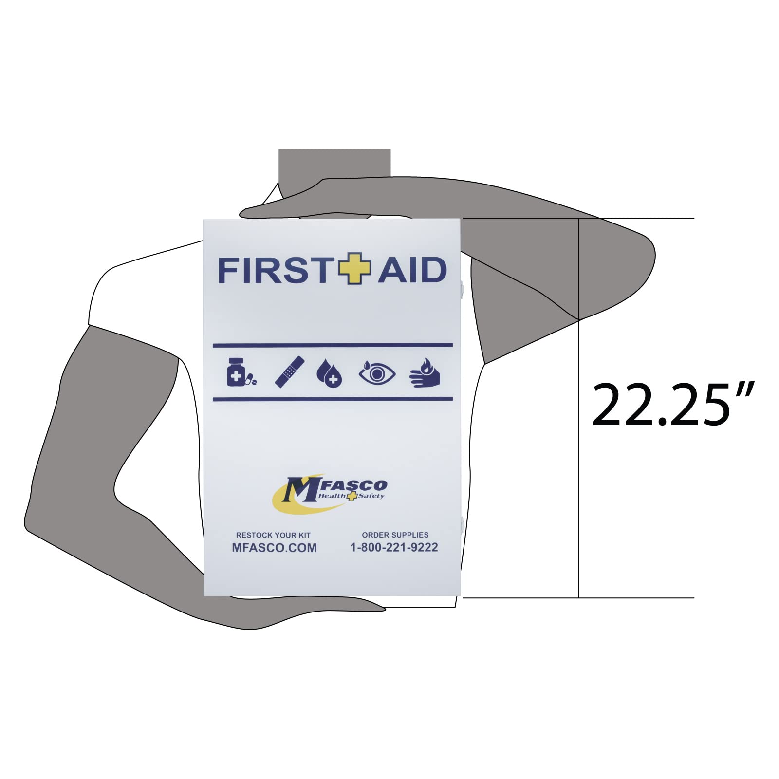 4-Shelf Empty Industrial First Aid Cabinet with Red Cross Logo - Wall Mount First Aid Storage for Workplace, Warehouse & Emergency Preparedness