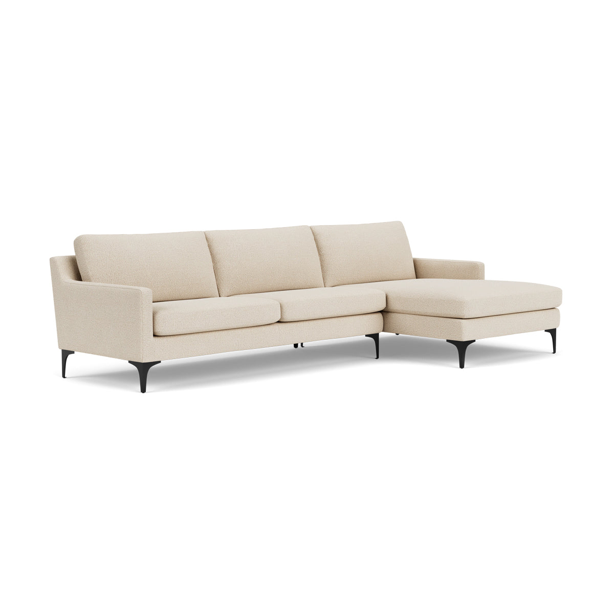 Astha Boucle Right Chaise Sofa - Modern Upholstered Sectional Couch with Chaise Lounge for Living Room, Family Room & Apartment Decor