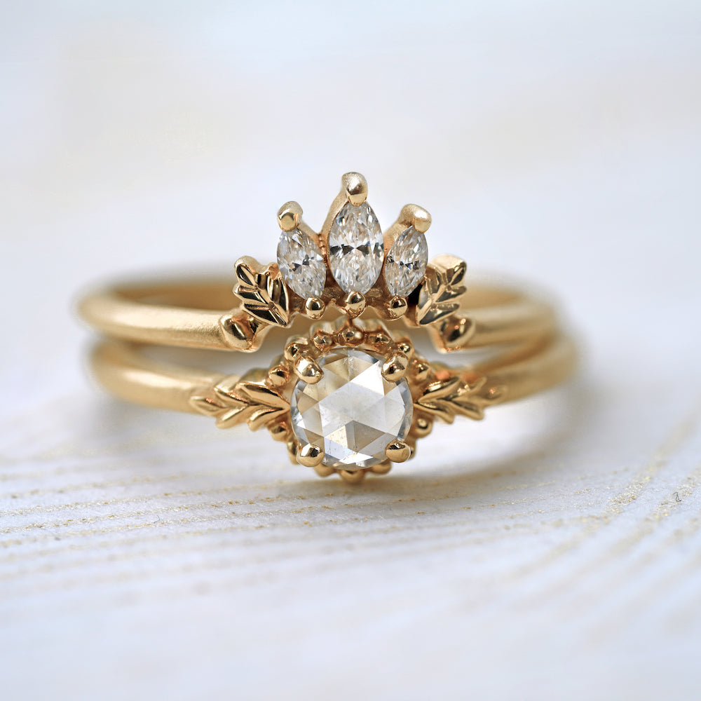 0.31ct Round Rose Cut Wood Nymph Faye Cherie Diamond Ring - Elegant Vintage Jewelry for Women, Perfect for Weddings, Anniversaries & Special Occasions