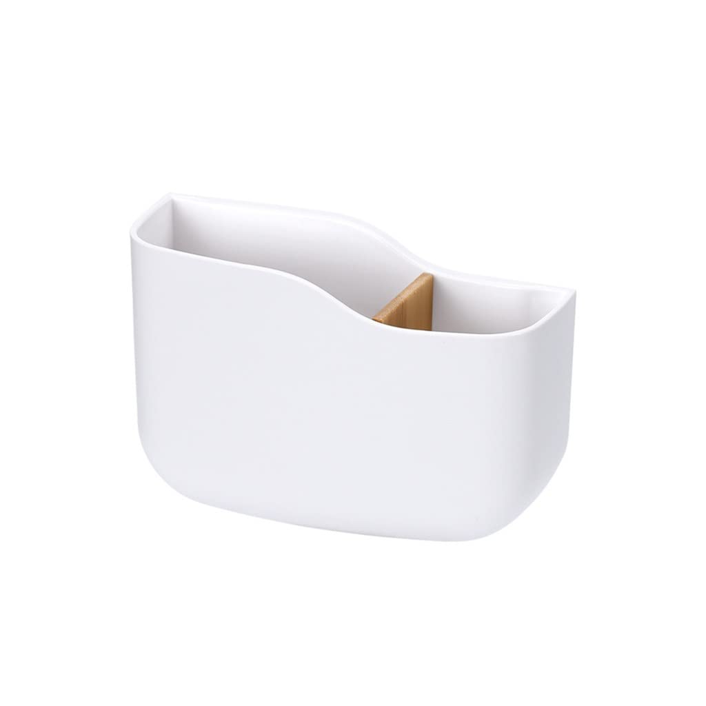Universal Adhesive Wall Mounted Remote Control Holder - White Phone Stand Storage Box for Living Room & Home Office Organization | Perfect for TV, Couch, Bedside & Workspace Clutter-Free Storage