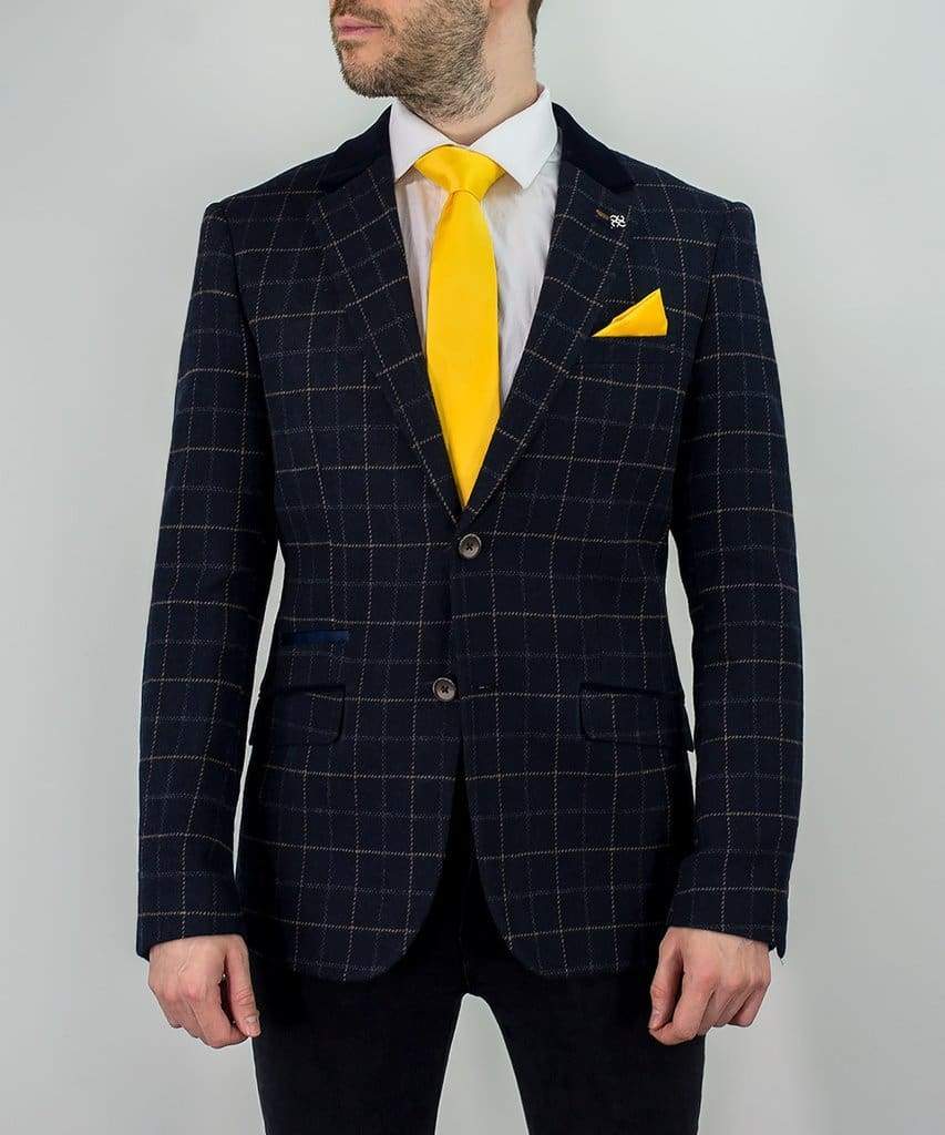 Cavani Shelby Men's Navy Blue Tweed Jacket | Classic Slim Fit Blazer for Business & Formal Occasions | Perfect for Weddings, Office & Special Events