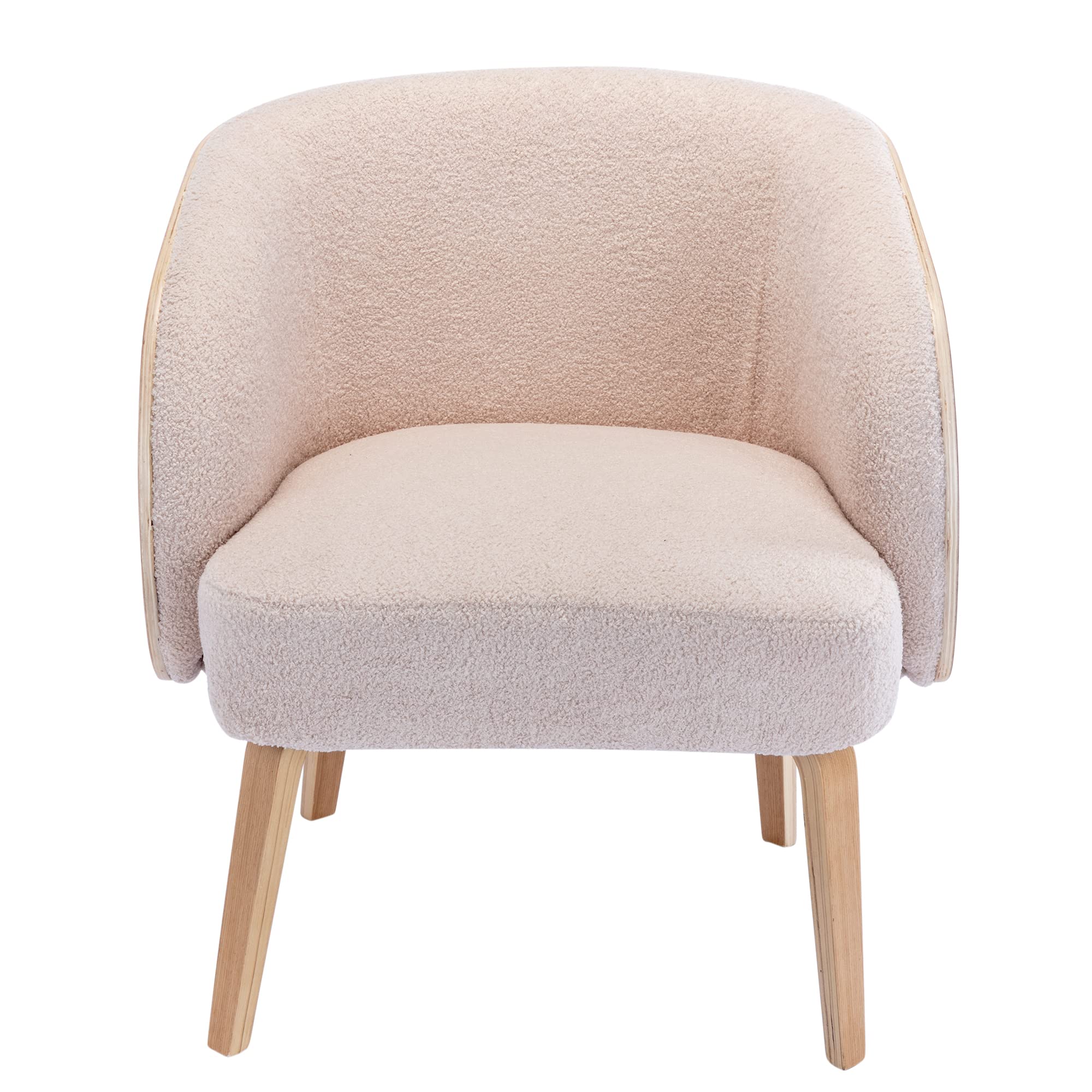 Hengming Lamb-Hair Accent Chair - Upholstered Living Room Chair, Bedroom Chair, Bentwood Sofa Chair in Pink - Perfect for Cozy Reading Nooks, Lounge Areas & Home Decor