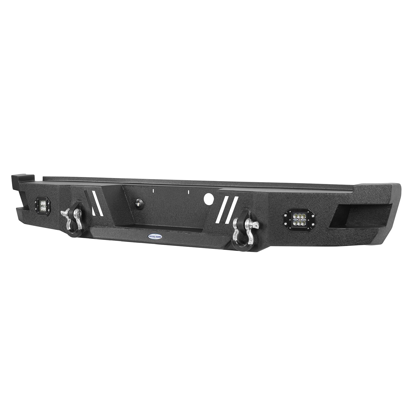 Hooke Road Heavy Duty Rear Bumper with 2×18W LED Lights & D-Rings for 2011-2016 Ford F-250/F-350 Pickup Trucks | Solid Steel Construction | Off-Road Protection & Towing Accessory