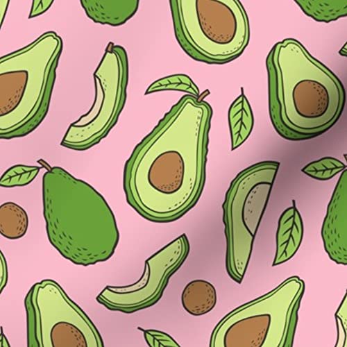Avocado Pink Vegetable Fruit Food Summer Nature Printed Minky Fabric Fat Quarter - Soft Plush Fabric for Sewing Baby Blankets, Quilt Backing & DIY Crafts - Perfect for Nursery Decor, Summer Projects & Cozy Home Accessories