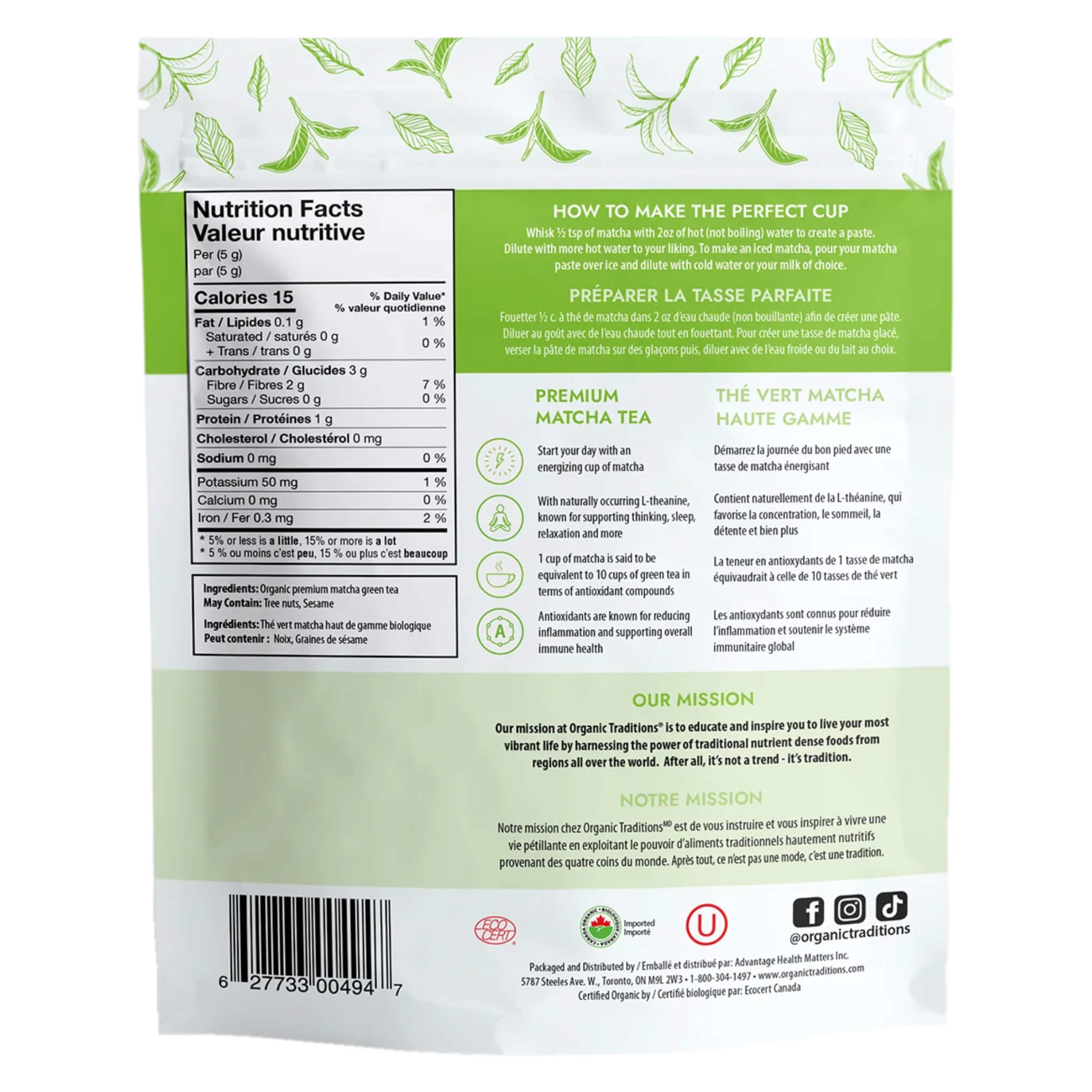 Organic Japanese Matcha Green Tea Powder - Ceremonial Grade, 100% Pure for Smoothies, Lattes & Baking | Antioxidant-Rich, Vegan & Gluten-Free | Perfect for Morning Energy & Relaxation