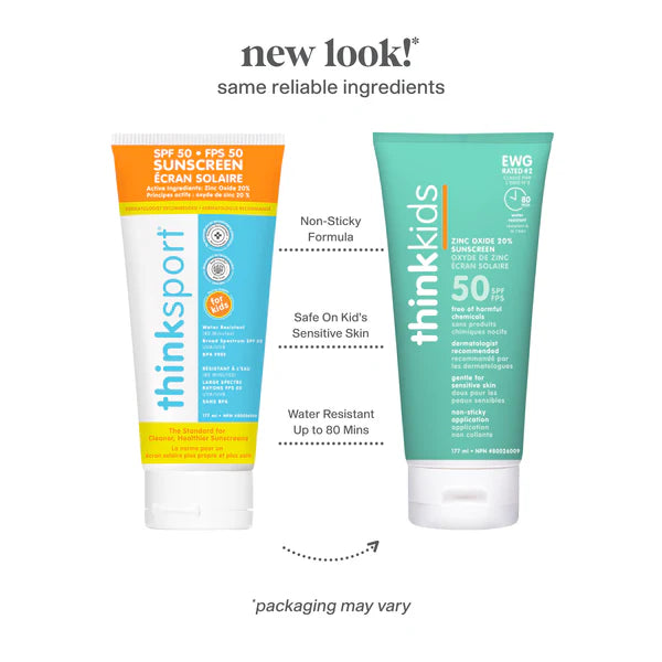 Thinksport Kids Mineral Sunscreen SPF 50+ - 6oz (177ml) - Safe, Non-Toxic & Water-Resistant Sun Protection for Children - Perfect for Beach, Pool & Outdoor Activities
