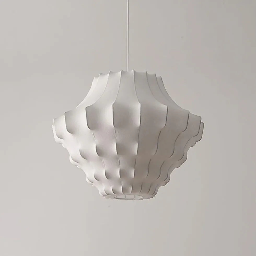 Modern White Metal Silk Pendant Light - Elegant Ceiling Lighting for Dining Room, Kitchen, or Bedroom Decor