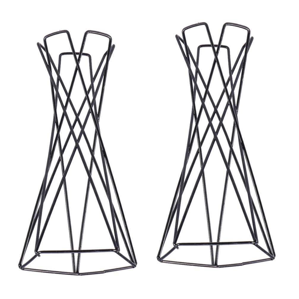 Yardwe 2-Pack Geometric Iron Air Plant Holders - Modern Hollow Tillandsia Display Stand for Home & Office Desktop Decor (Black) | Perfect for Succulents, Small Plants & Boho Decor
