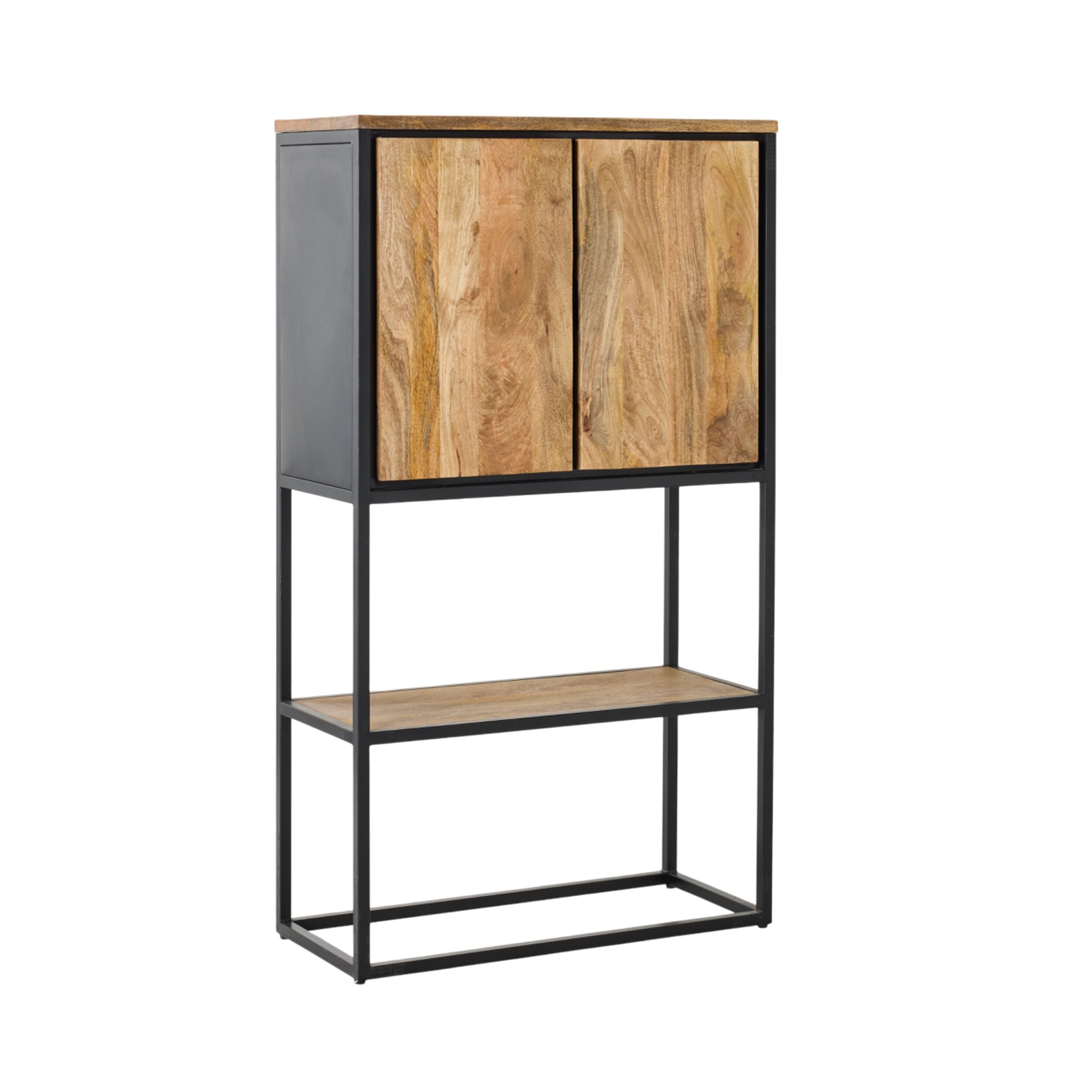 Brompton 2 Door Bookshelf - Solid Wood Storage Cabinet for Living Room, Bedroom & Office - Perfect for Books, Decor & Organizing Small Spaces
