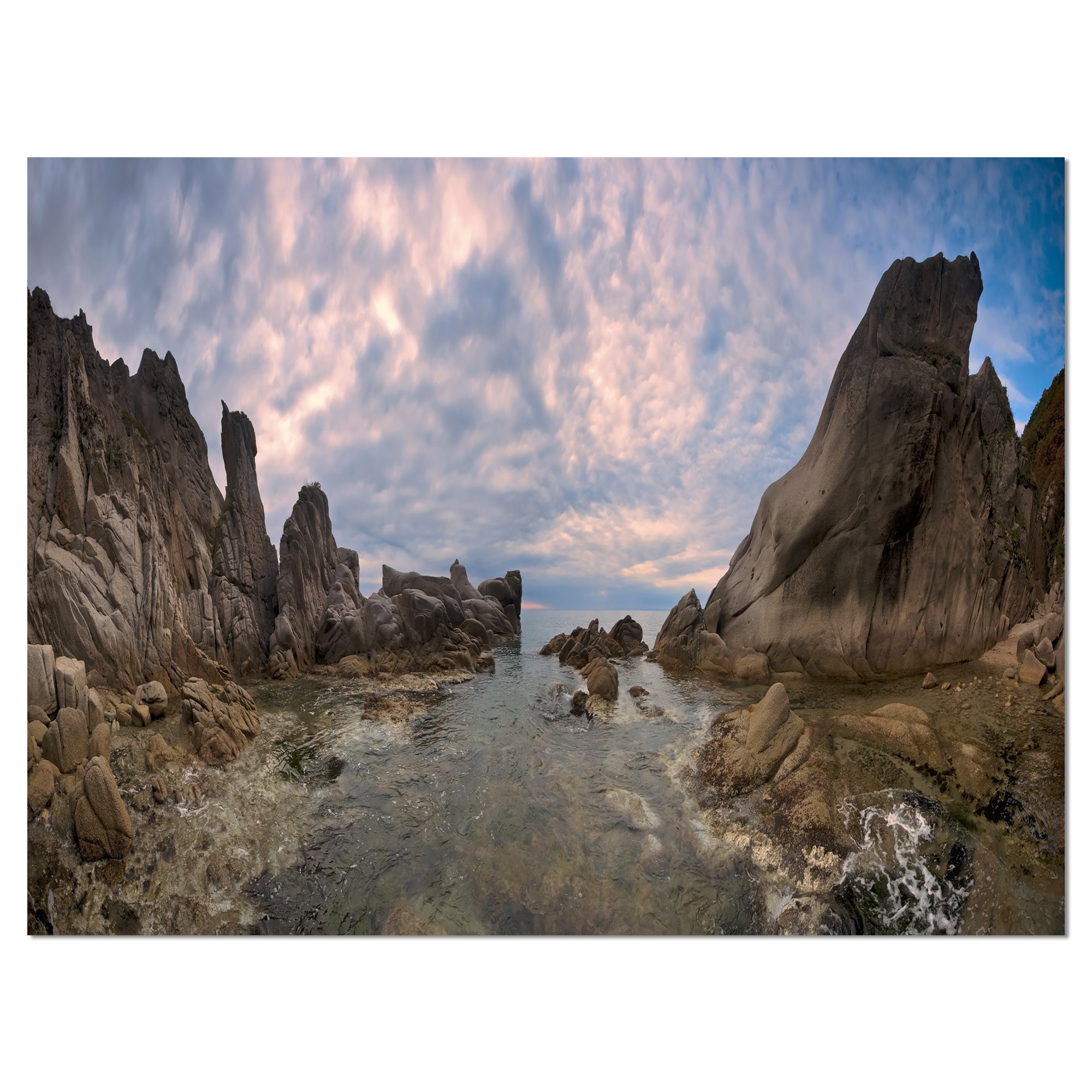 Rocky Beach East Sea Overcast Day Landscape Canvas Art Print - Coastal Wall Decor for Living Room, Bedroom & Office