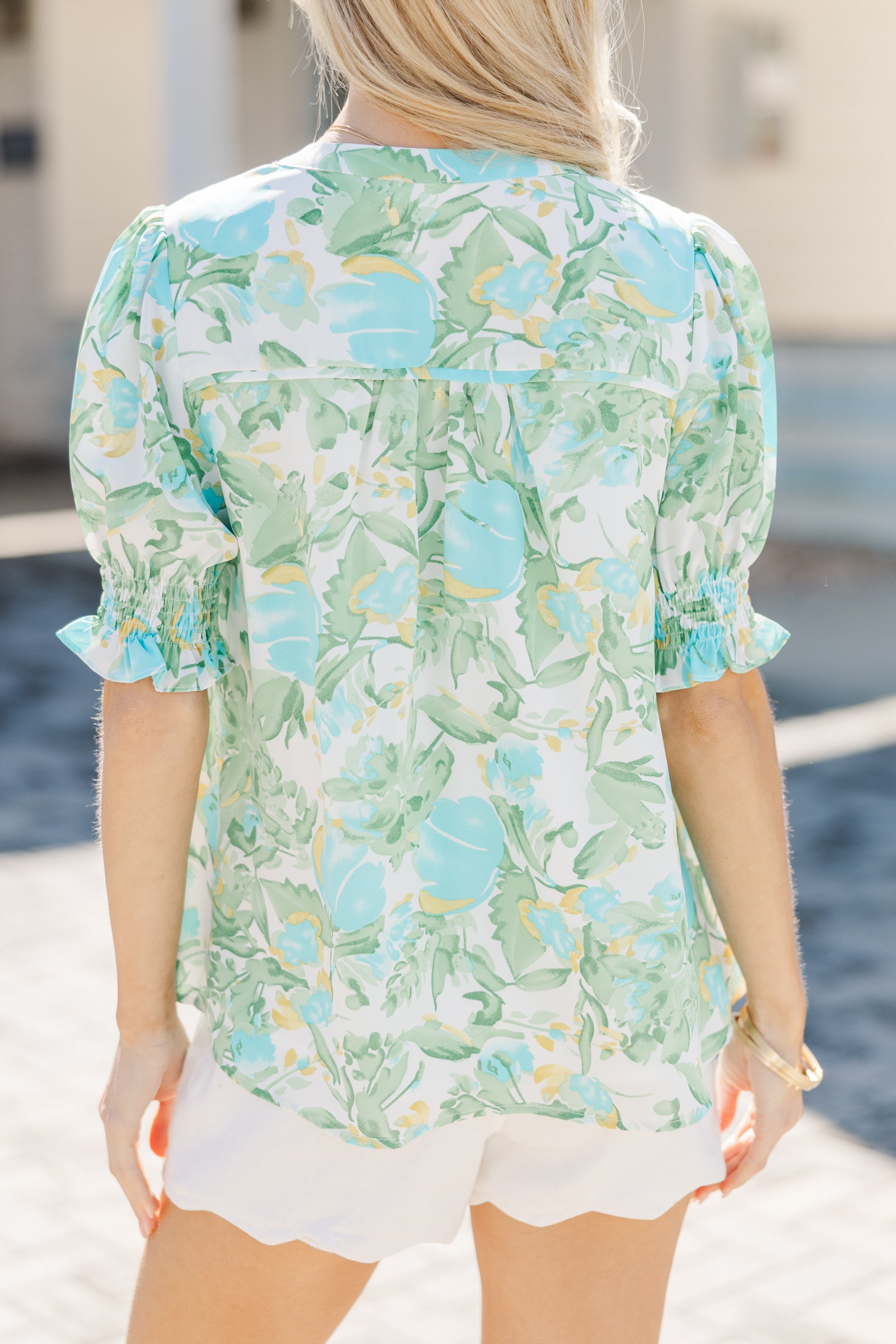 Elegant Sage Green Floral Blouse for Women - Trendy Spring Summer Tops - Perfect for Office, Date Night & Casual Outings