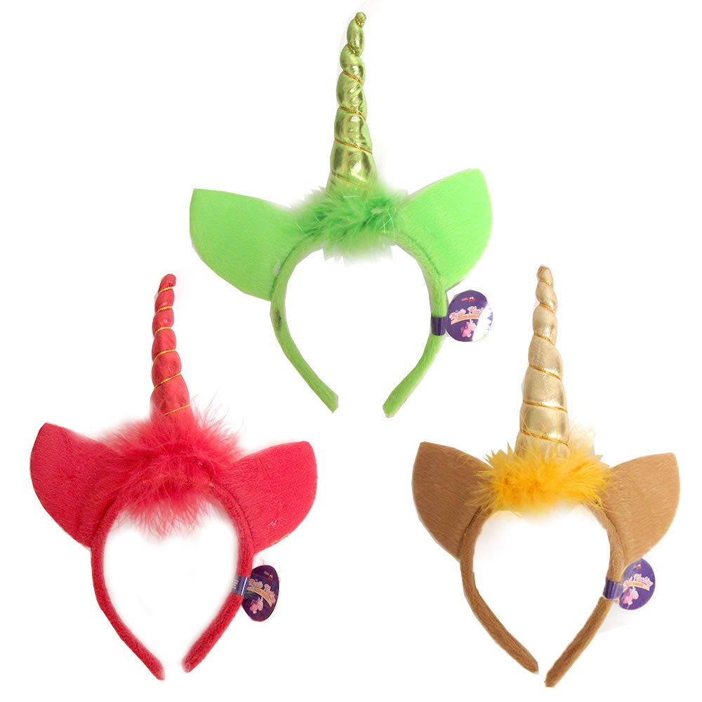 2 Pack Magical Unicorn Light Up Headband with Glowing Horn - Kids Party Headwear, Dress Up Costume Accessories for Birthday, Halloween, Cosplay & Festive Events