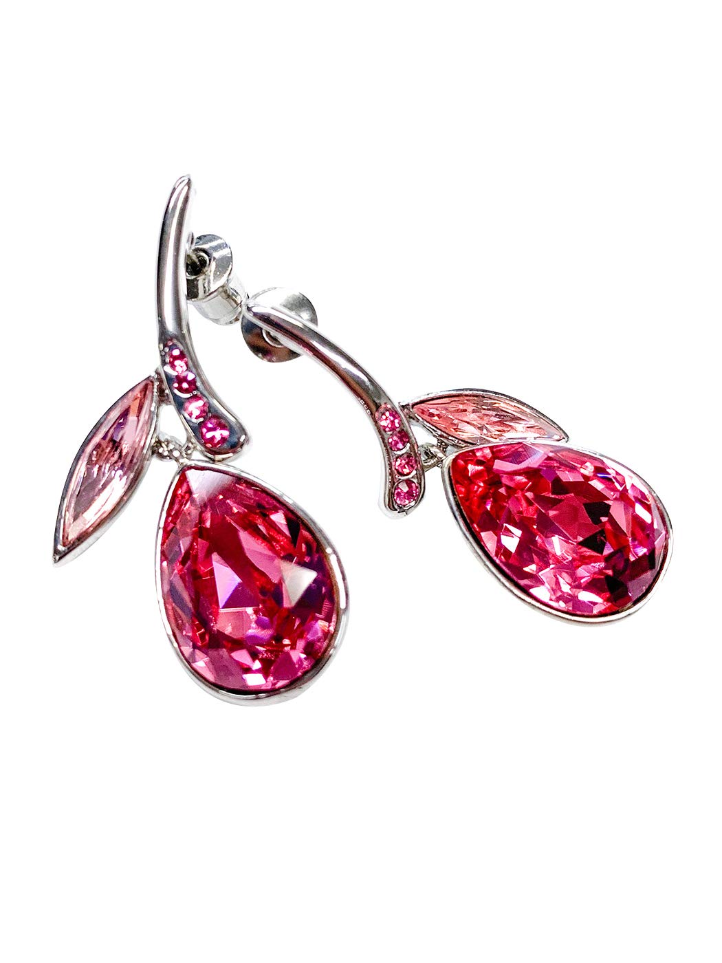 Alilang Silver Teardrop Necklace & Earrings Set with Crystals for Party & Wedding