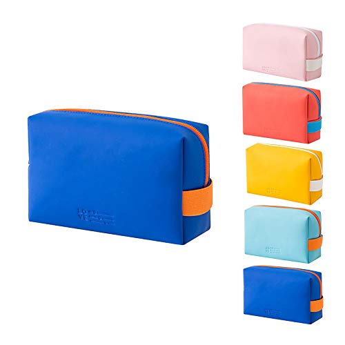 Stylish PU Leather Makeup Bag - Portable Cosmetic Organizer with Brush Holder for Travel & Storage (Blue) | Perfect for Travel, Home, and Professional Makeup Artists