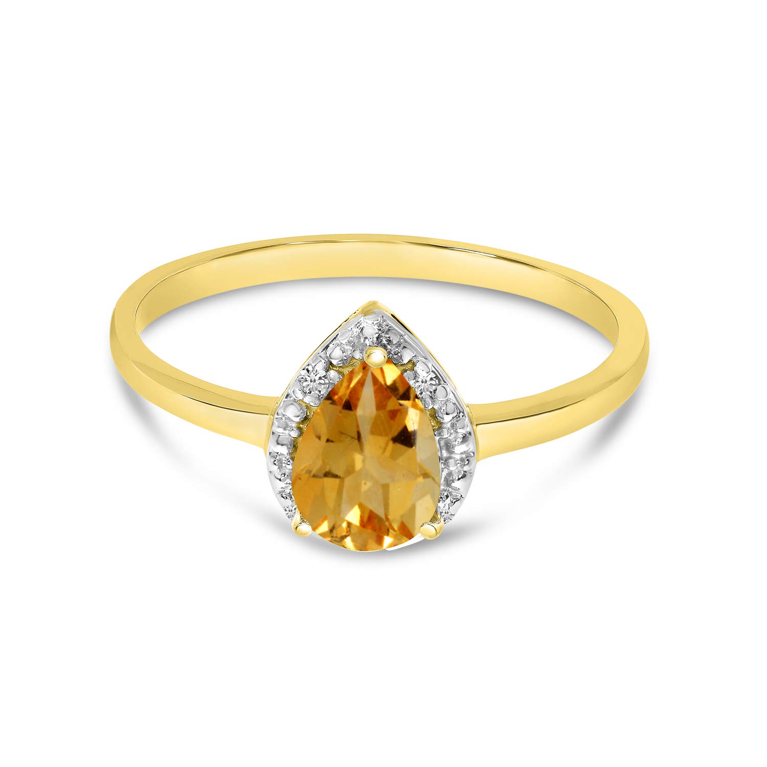 10K Yellow Gold Pear Citrine and Diamond Ring - Elegant Birthstone Jewelry for Women, Perfect for Gifts, Anniversaries & Special Occasions