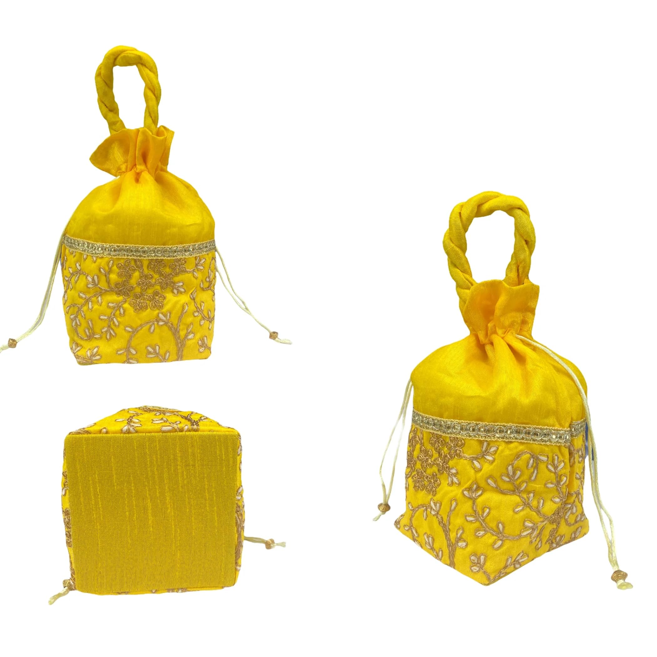 LOVENSPIRE Designer Zari Potli Bags for Women - Indian Ethnic Handcrafted Purse (Pack of 3) for Eid Gifts & Pooja Favors