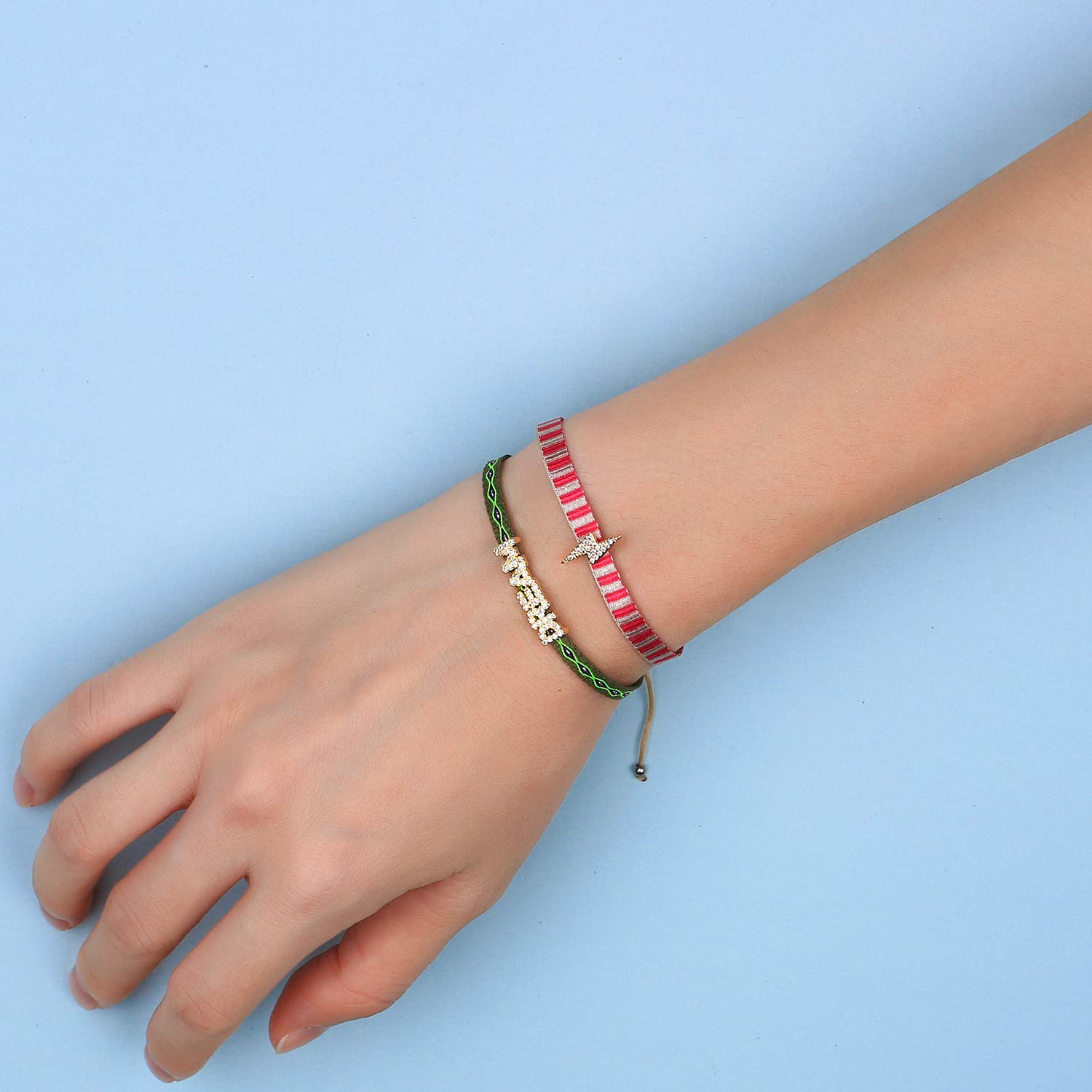 KELITCH Women's Friendship Bracelets with Star Charm - Adjustable Silk Rope Bracelets for Stacking - Colorful Boho Style Jewelry for Best Friends, Sisters & Gifts (Perfect for Everyday Wear, Parties & Special Occasions)