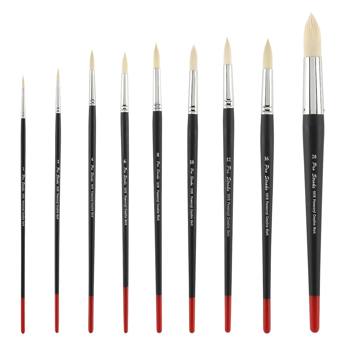 Creative Mark Powercryl Ultimate Acrylic Paint Brushes - Round #1 Synthetic Hair Artist Brushes (3 Diameters) for Heavy Acrylics & Water-Soluble Oils | Fine Detail Control | Perfect for Canvas Painting, Miniature Art & Professional Studio Work