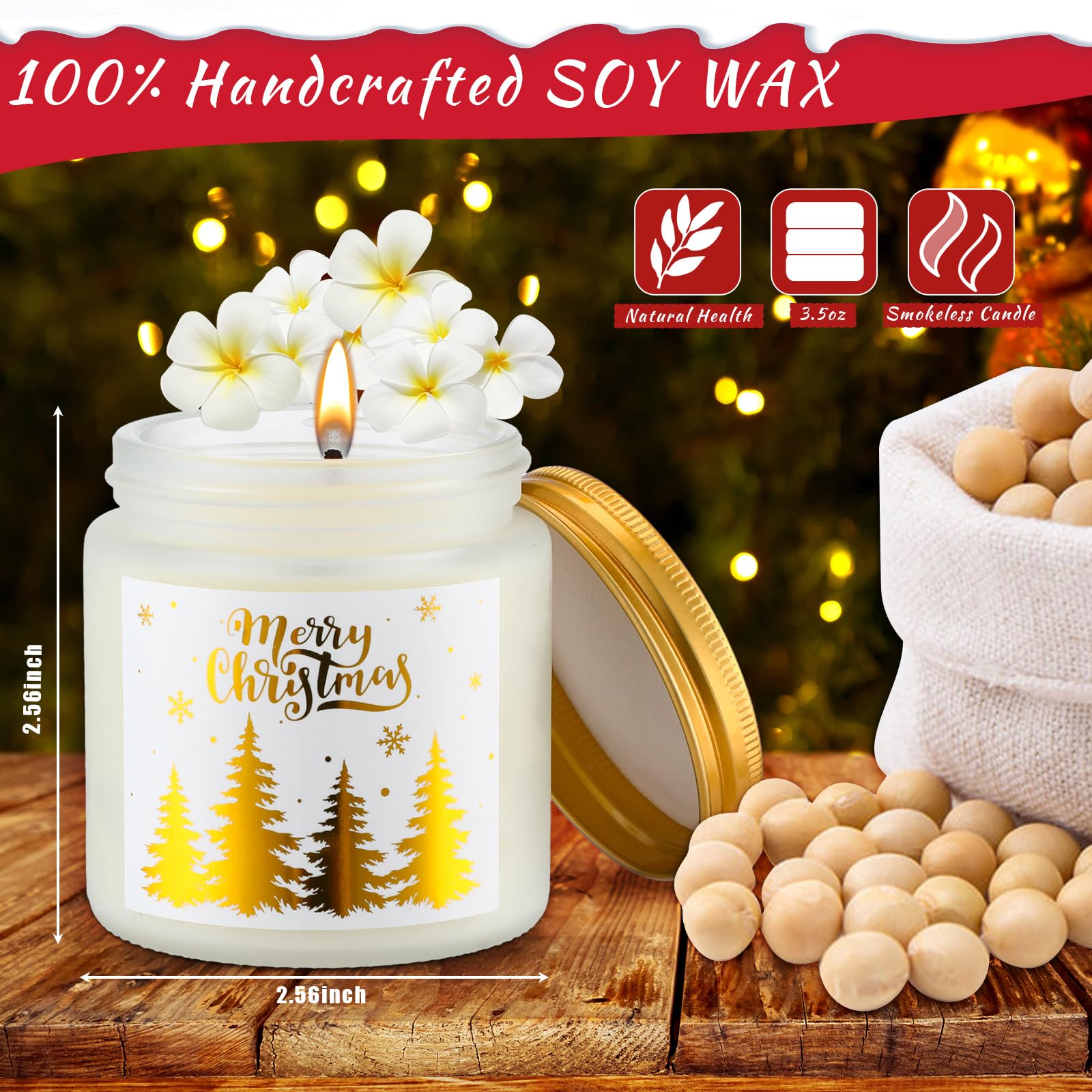 MTLEE 10-Piece Christmas Candle Gift Set - 10 Fragrant Scented Candles for Aromatherapy, Holiday Decor & Festive Gifts for Women (Golden Lid) - Perfect for Home Decor, Relaxation & Christmas Party Ambiance