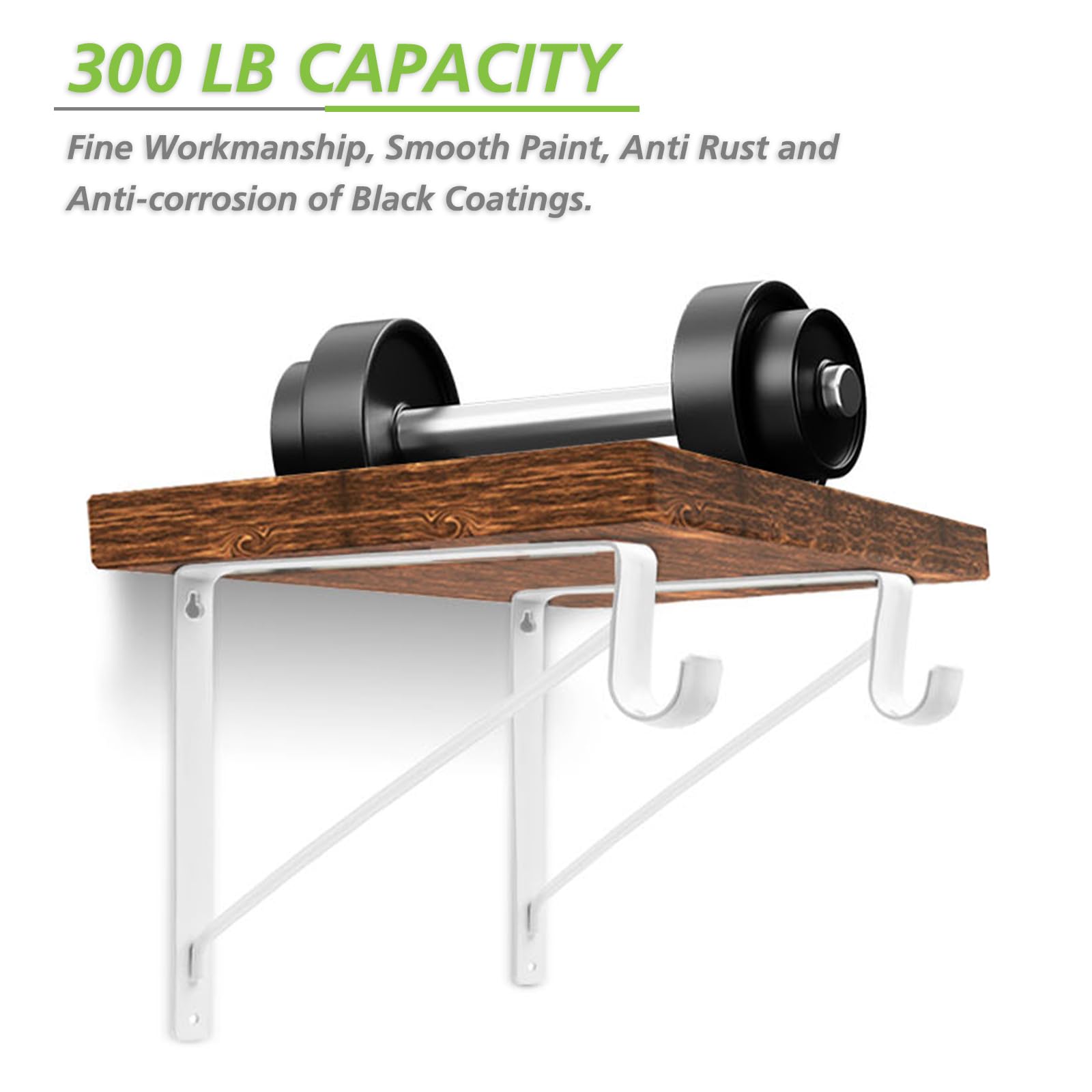 Heavy Duty 4 Pack White Closet Rod Brackets - Supports 1-3/8” Diameter Rods, 10.8” x 10.8” Shelf & Rod Holders for Sturdy Closet Organization - Perfect for Bedroom, Walk-in Closet, and Laundry Room Storage Solutions