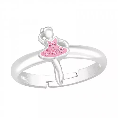 Sparkling Crystal Adjustable Silver Ballet Ring for Kids - Perfect for Dance Recitals, Ballet Performances & Special Occasions