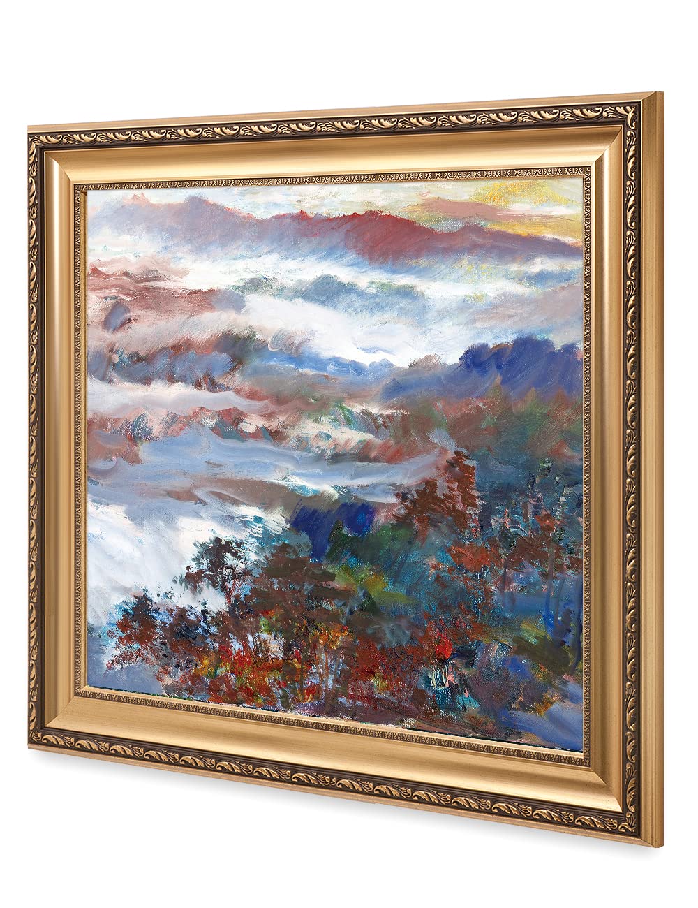 DECORARTS - David Ma Mountain Overlook Abstract Landscape Wall Art Print - 30x30 Inch Giclee Framed Canvas - Ready to Hang - Perfect for Living Room, Bedroom & Office Decor