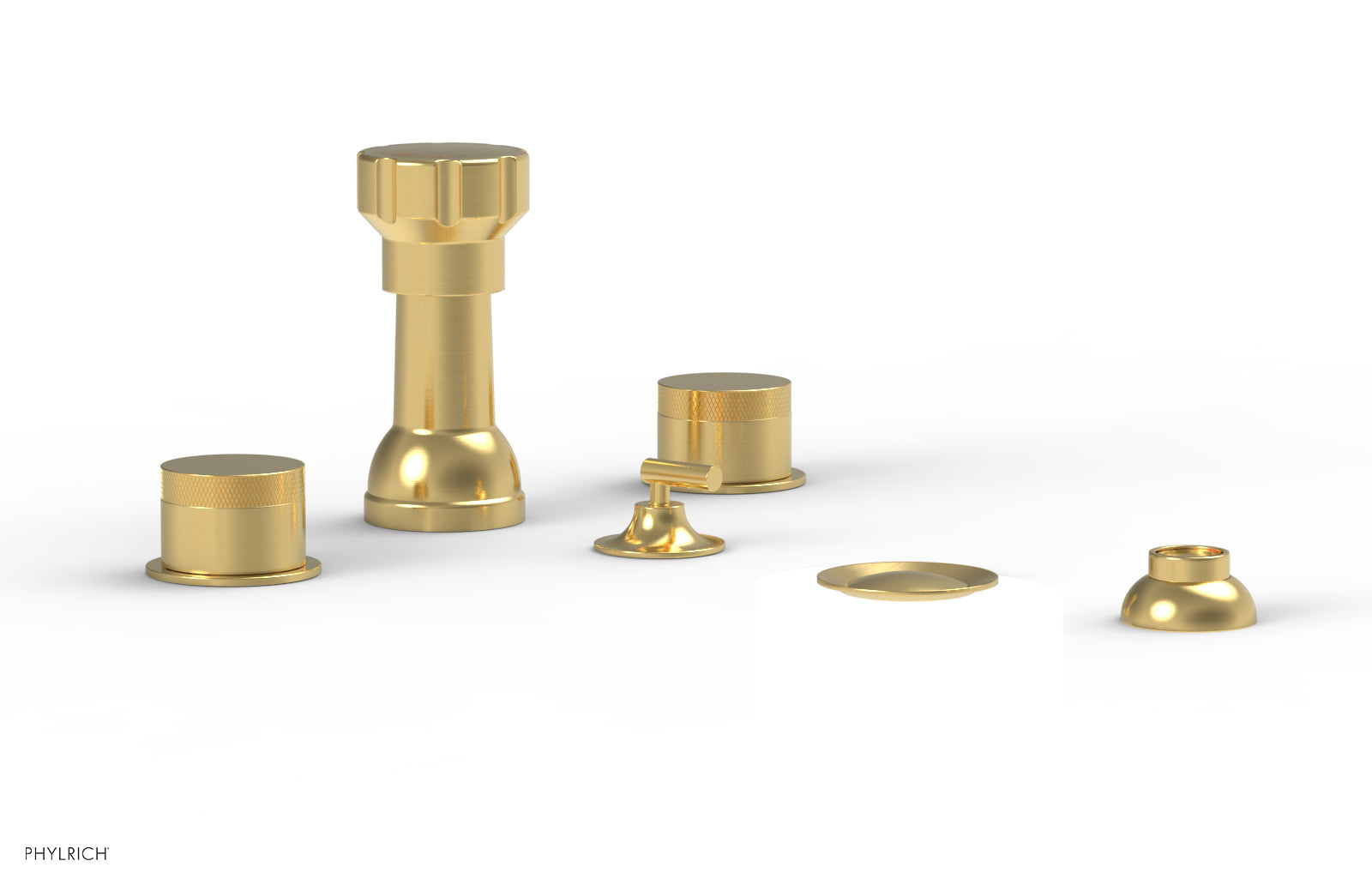 BASIC II Four Hole Bidet Set with Knurled Handles - 230 60 - Perfect for Modern Bathroom Upgrades & Hygienic Personal Care