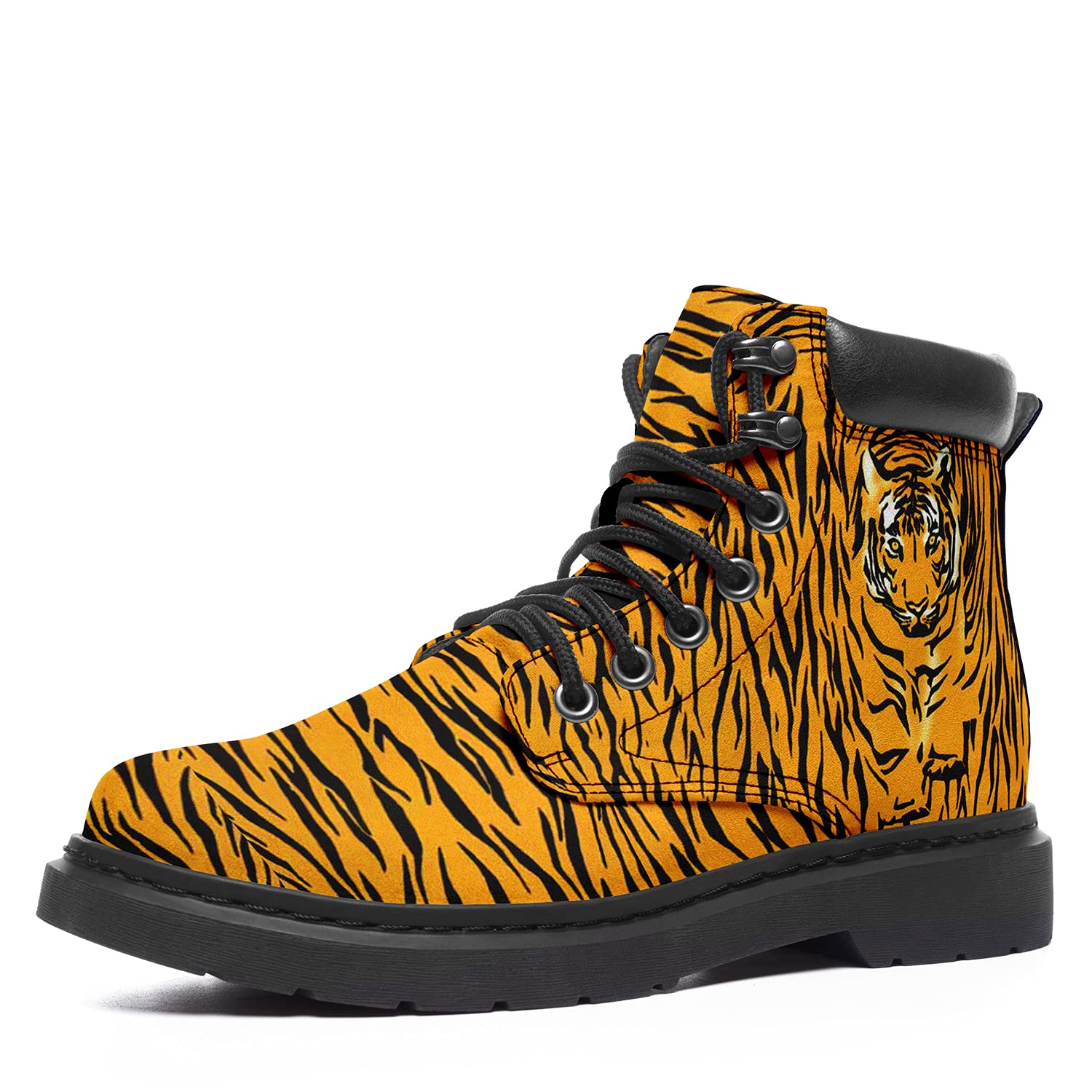 Women's Fashionable Lace-Up Combat Ankle Boots - Pet Print Classic Boots for Stylish Outfits | Perfect for Casual Wear, Street Style & Fall Fashion