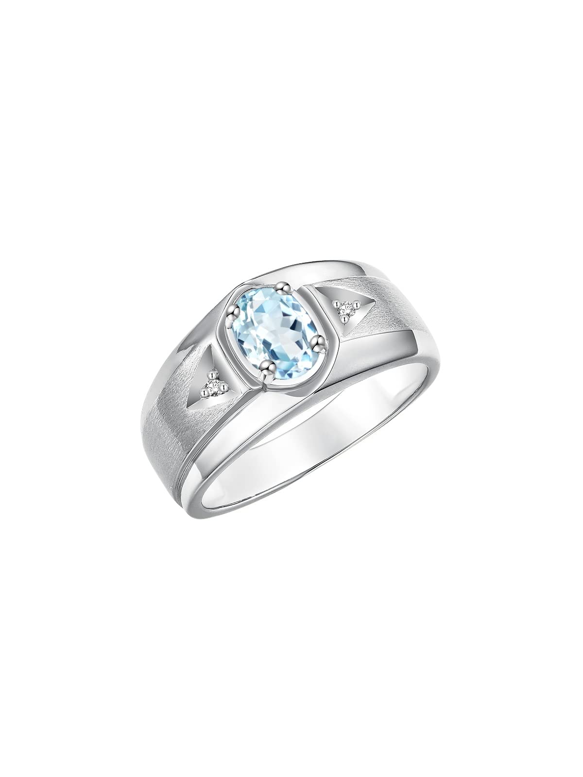 Rylos Men's Classic 7X5MM Oval Gemstone & Diamond Ring - Sterling Silver Birthstone Rings for Men (Sizes 8-13) | Perfect for Weddings, Anniversaries & Gifts | Timeless Elegance Jewelry
