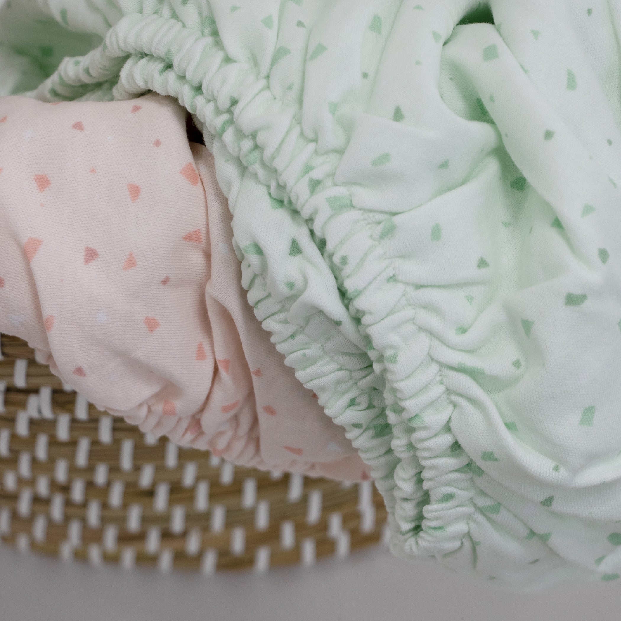 Terrazzo 2-Pack Bassinet & Cradle Fitted Sheets - Soft Baby Bedding Set in Rose & Mint Colors | Perfect for Nursery, Newborn Sleep & Travel Cribs