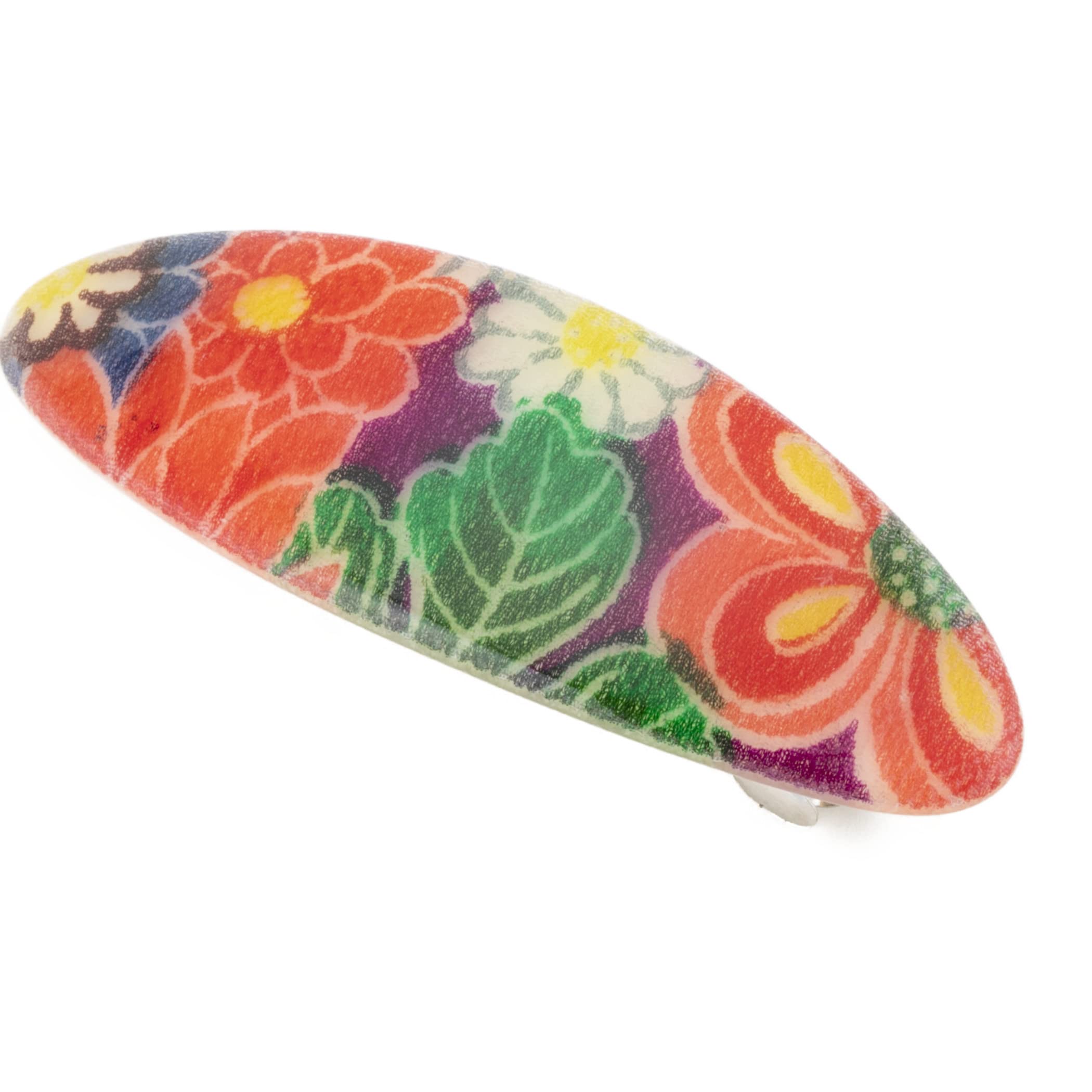 Japanese Large Hair Barrette - Elegant Kimono Hair Accessory for Women | Oval Flower Hair Clip for Thick & Thin Hair | Perfect for Weddings, Parties & Daily Styling