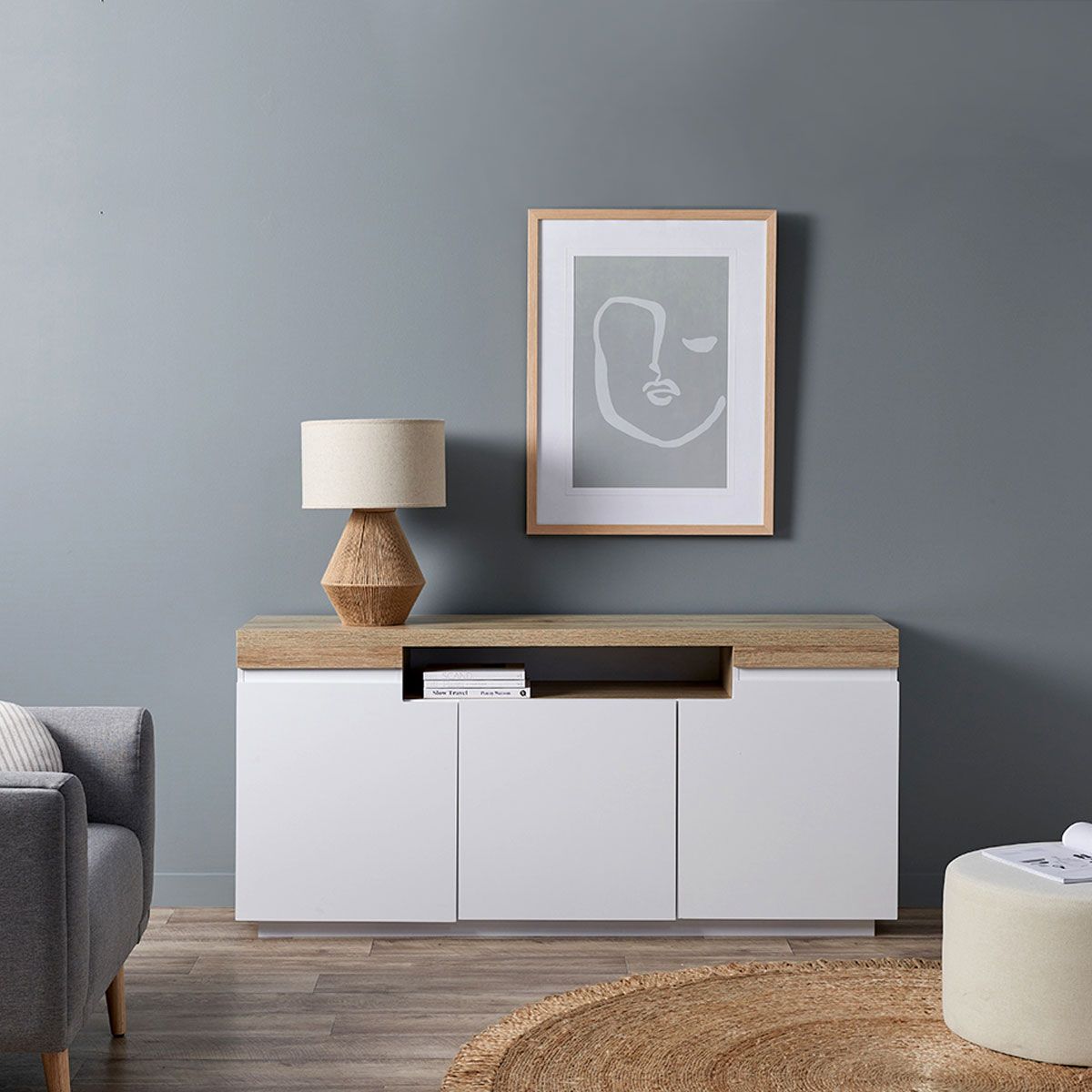 Sadie Buffet - 3 Door Wooden Storage Cabinet for Dining Room, Living Room & Entryway - Classic Home Furniture for Organizing Dishes, Linens & Decor