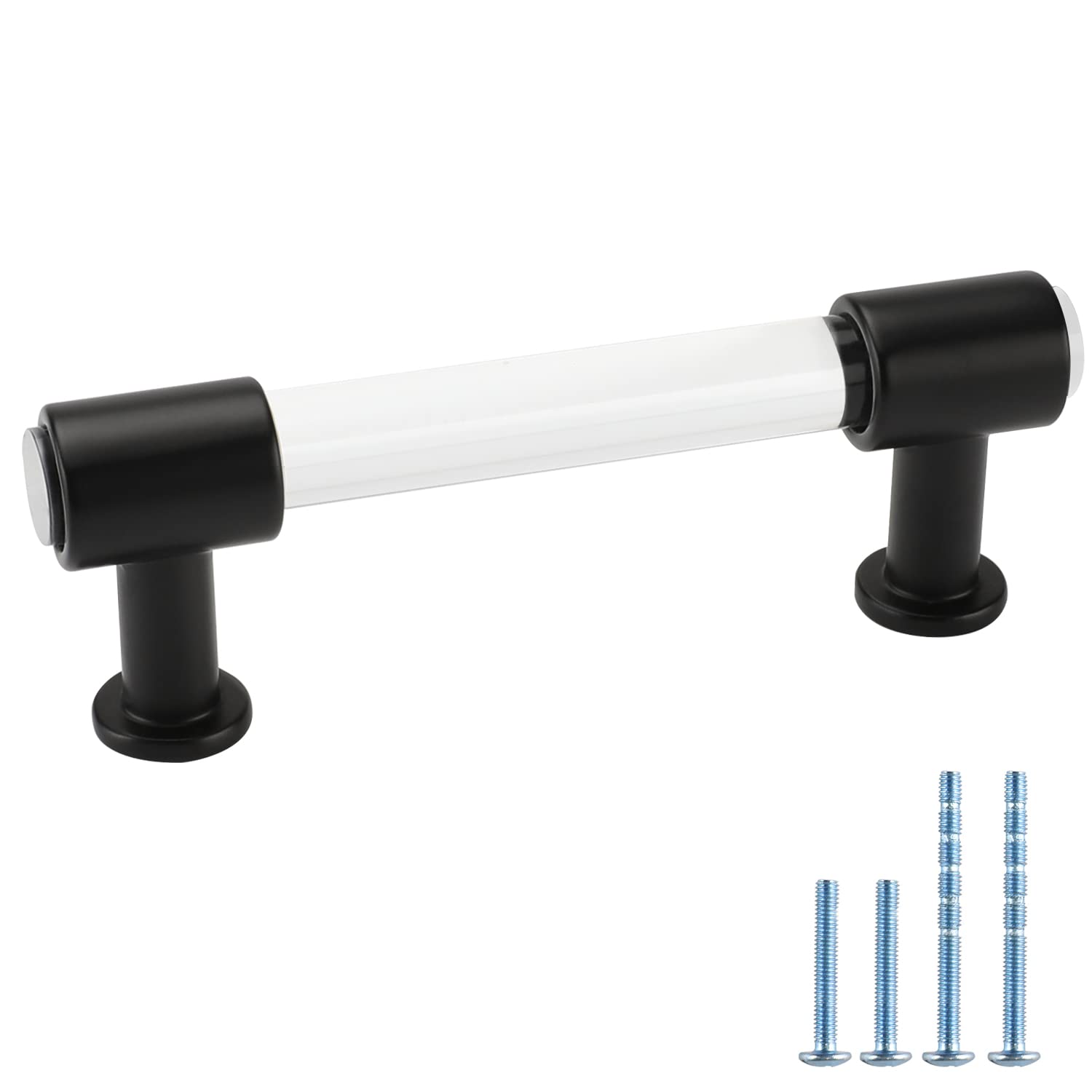 Peaha 25 Pack 3 Inch Black Acrylic Drawer Pulls - Clear Cabinet Handles for Kitchen & Bathroom - Durable Cabinet Hardware for Drawers, Cabinets, and Furniture