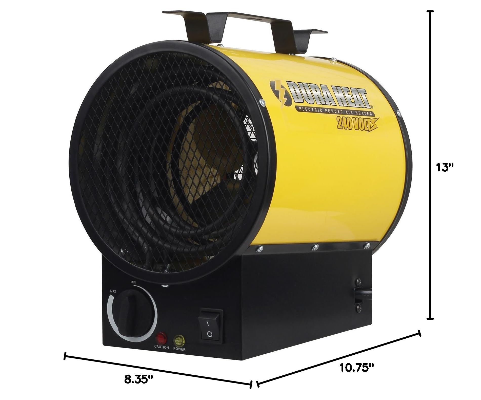 Dura Heat 240V Electric Forced Air Garage Heater with Overheat Protection - Medium Size, Yellow - Perfect for Workshop, Warehouse & Industrial Space Heating