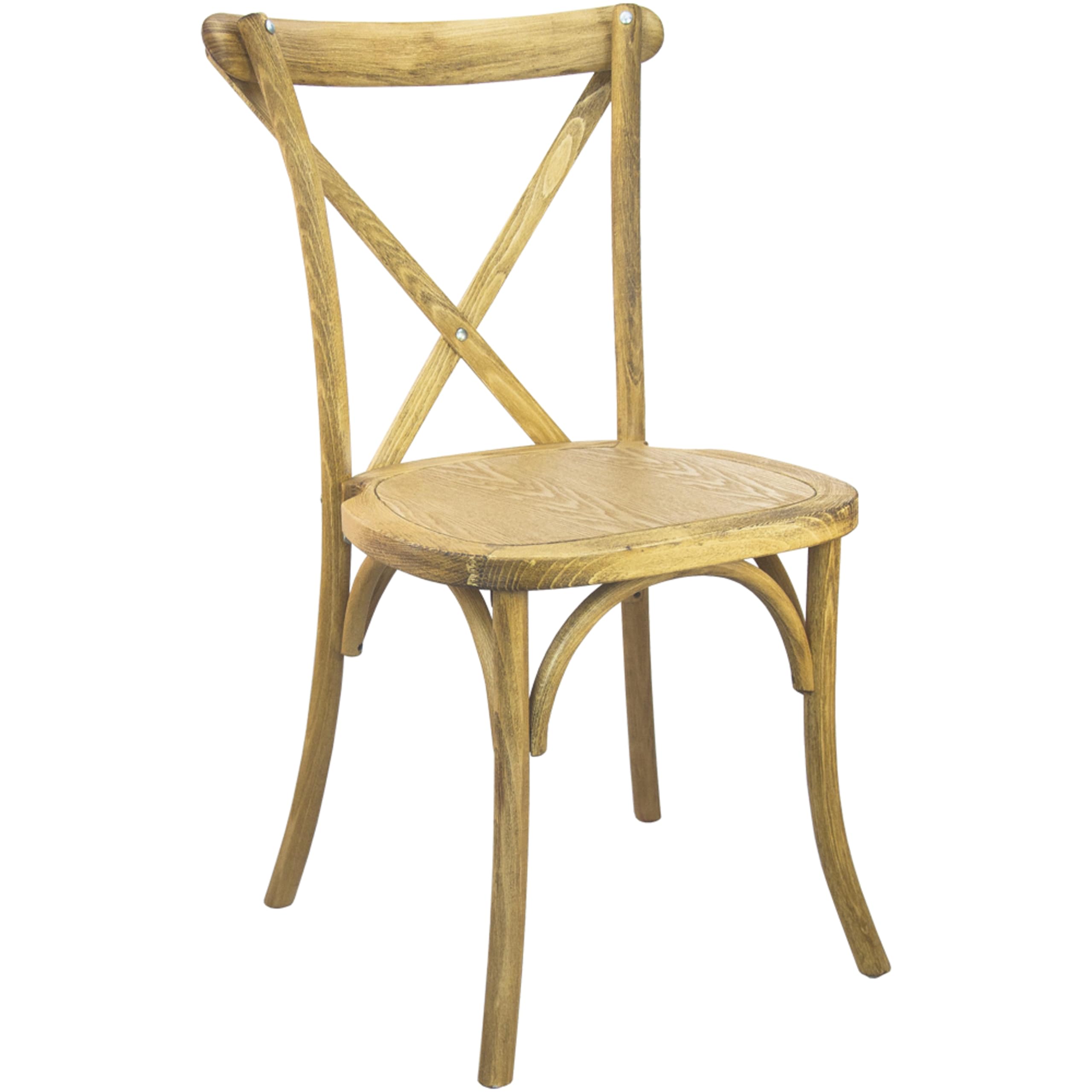 EMMA & OLIVER 2-Pack Hand-Scraped Natural Wood X-Back Dining Chairs - Rustic Farmhouse Style for Kitchen, Dining Room & Outdoor Patio