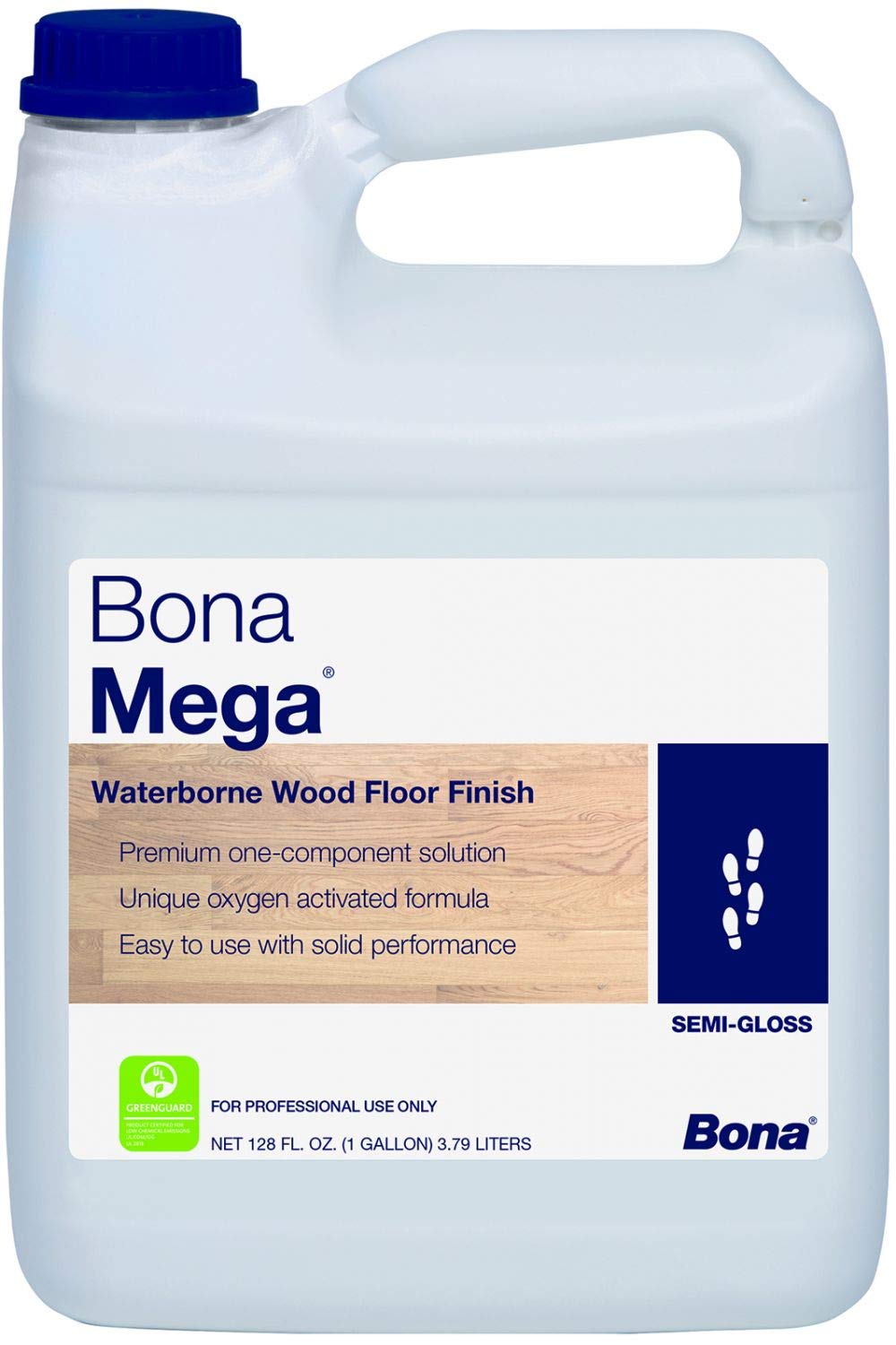 Bona Mega Semi-Gloss Water-Based Floor Finish - 1 Gallon for Hardwood Floors - High Shine Protective Coating for Living Rooms, Bedrooms & Dining Areas