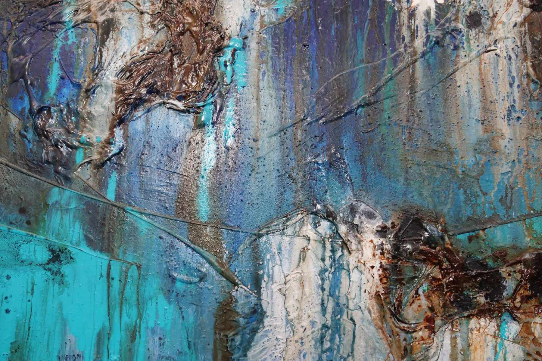 Organic Jade 140cm x 100cm Abstract Textured Painting in Blue - Modern Wall Art for Living Room, Bedroom & Office Decor