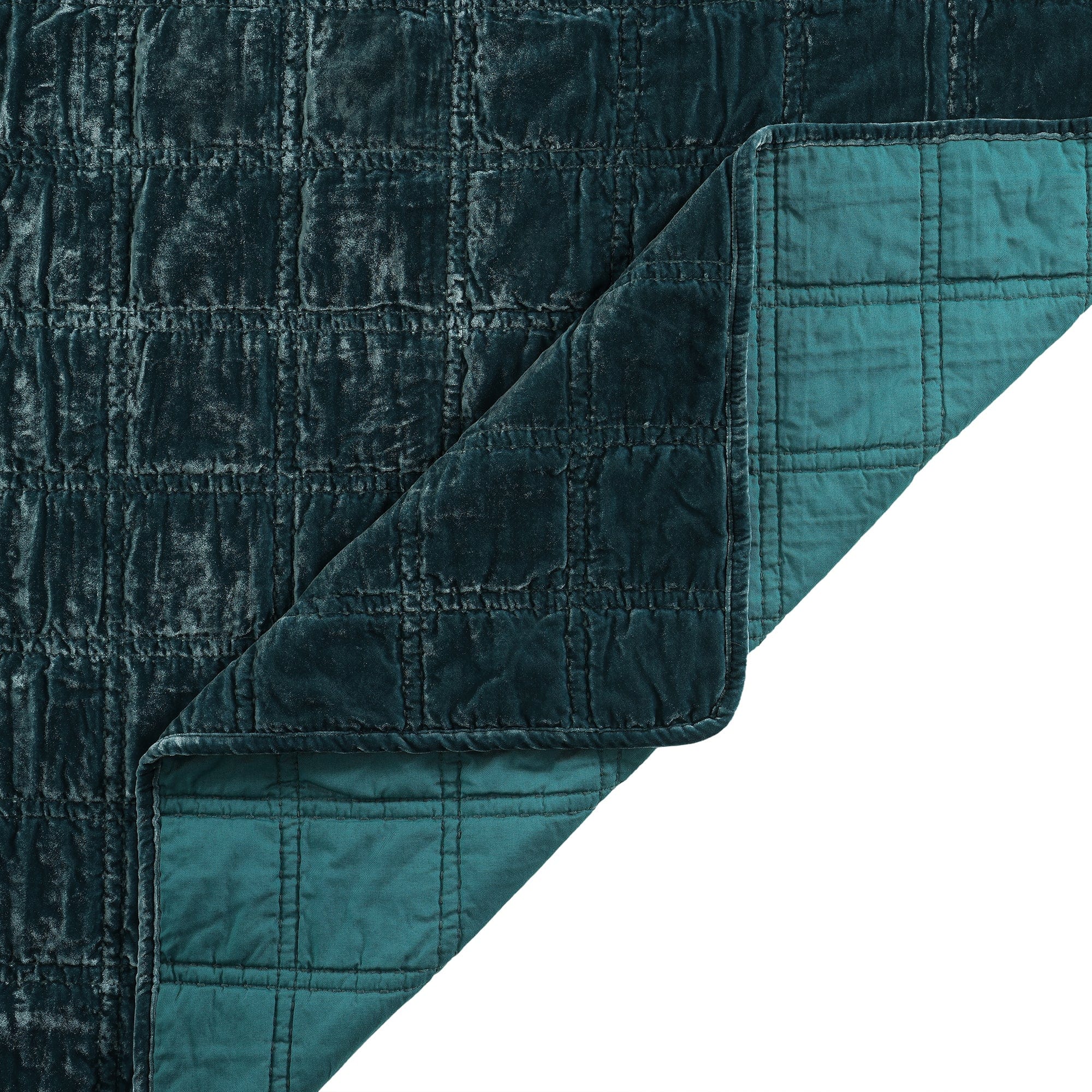 Luxury Stella Faux Silk Velvet Double Box Stitch Quilt Set - Queen Size Bedding with Premium Soft Fabric for Cozy Bedroom Decor & Hotel Style Comfort