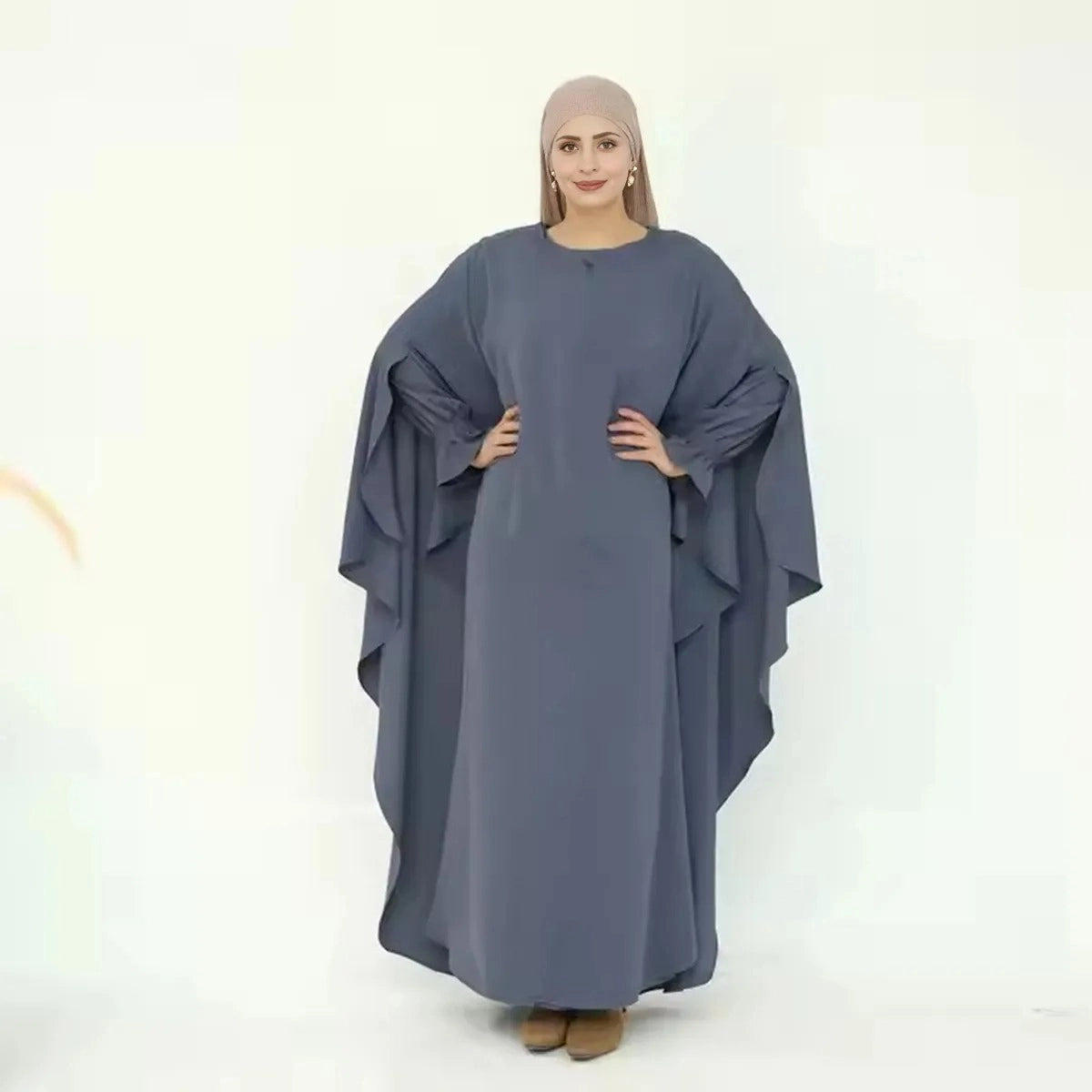 2-Piece Set Nida Abaya Dress with Cape #25949 - Elegant Muslim Women's Prayer Dress for Ramadan & Special Occasions