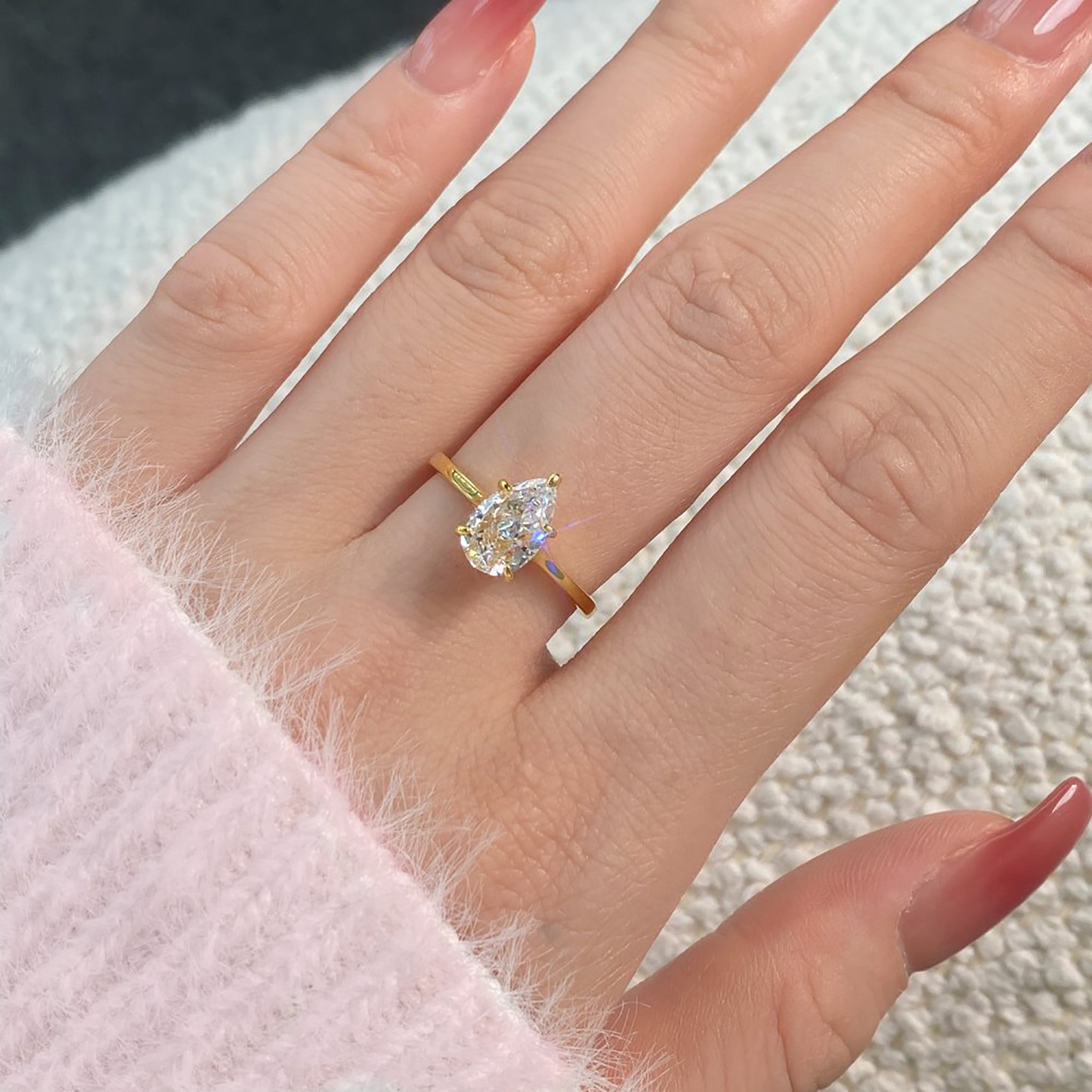 Luminous Lily: Pear Cut Moissanite Ashes Ring for Women - Elegant Memorial Jewelry for Loved Ones | Perfect for Remembrance, Sympathy Gifts & Special Occasions